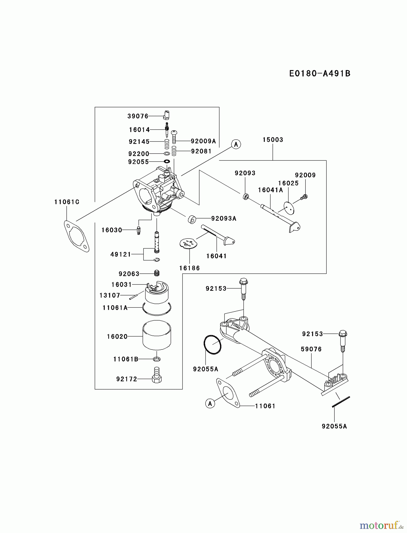Kawasaki Motoren Motoren Vertikal FA210V - AS02 bis FH641V - DS24 FH381V-AS08 - Kawasaki FH381V 4-Stroke Engine CARBURETOR
