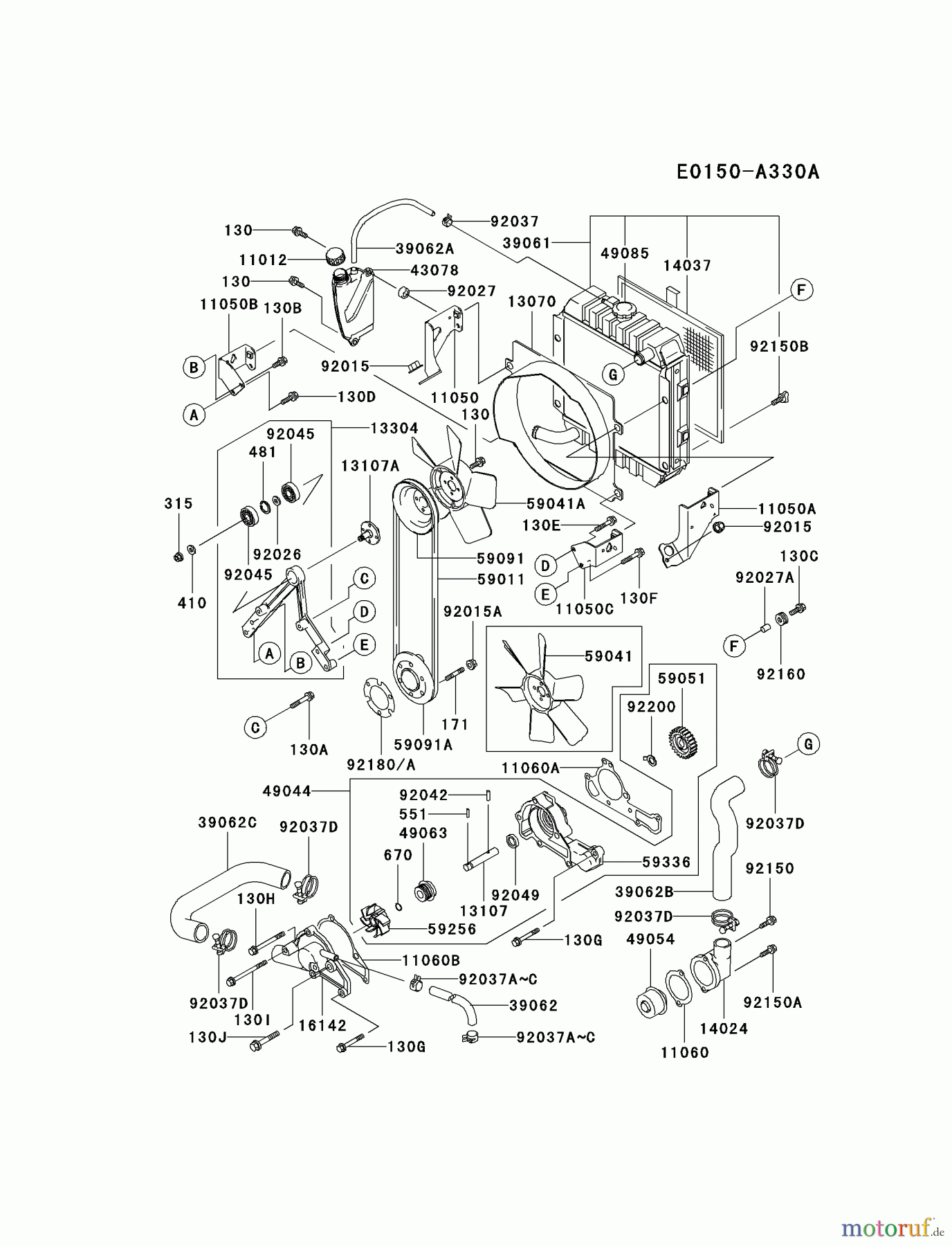 Kawasaki Motoren Motoren, Horizontal FD620D-BS23 - Kawasaki FD620D 4-Stroke Engine COOLING-EQUIPMENT #2