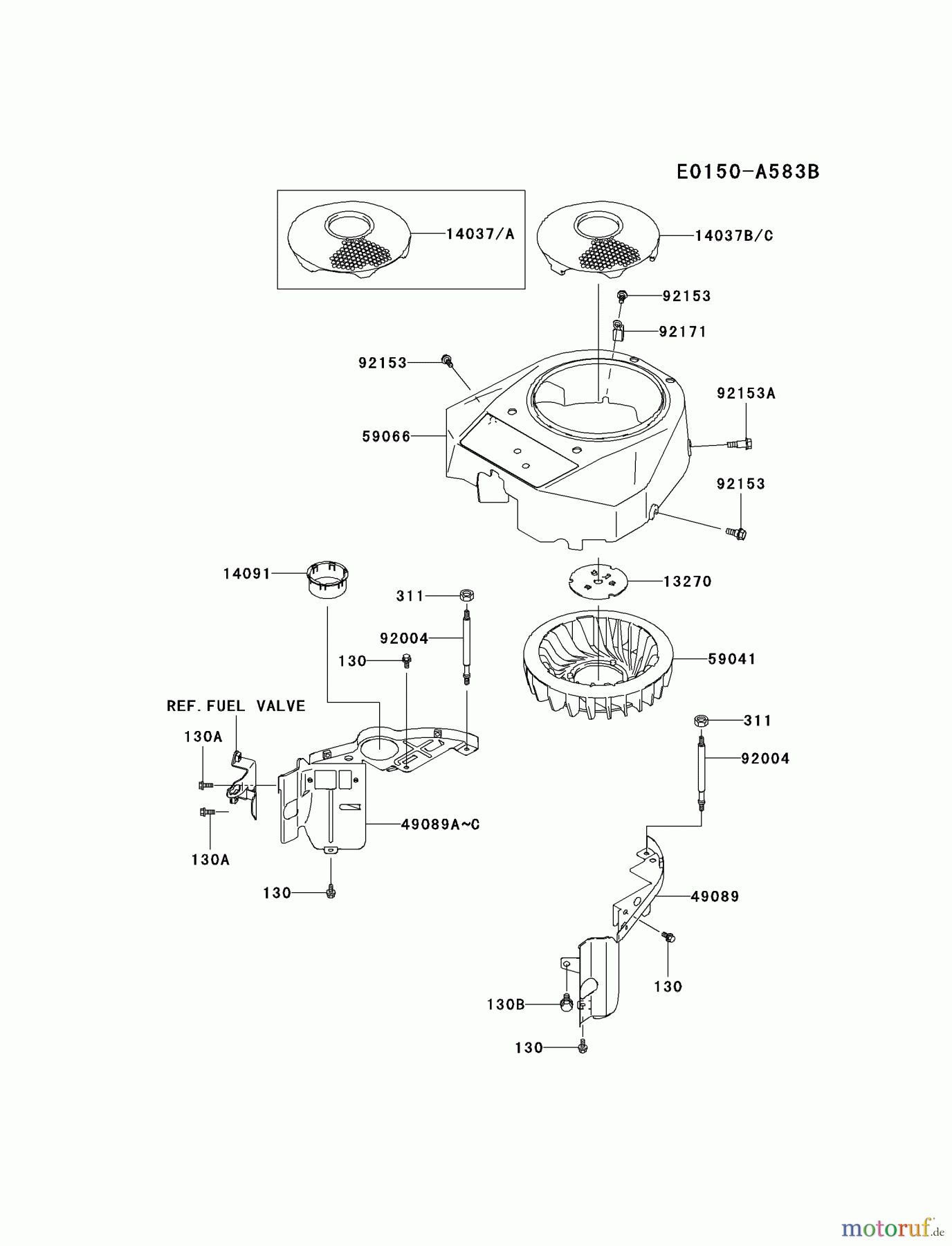 Kawasaki Motoren Motoren Vertikal FA210V - AS02 bis FH641V - DS24 FH430V-AS10 - Kawasaki FH430V 4-Stroke Engine COOLING-EQUIPMENT