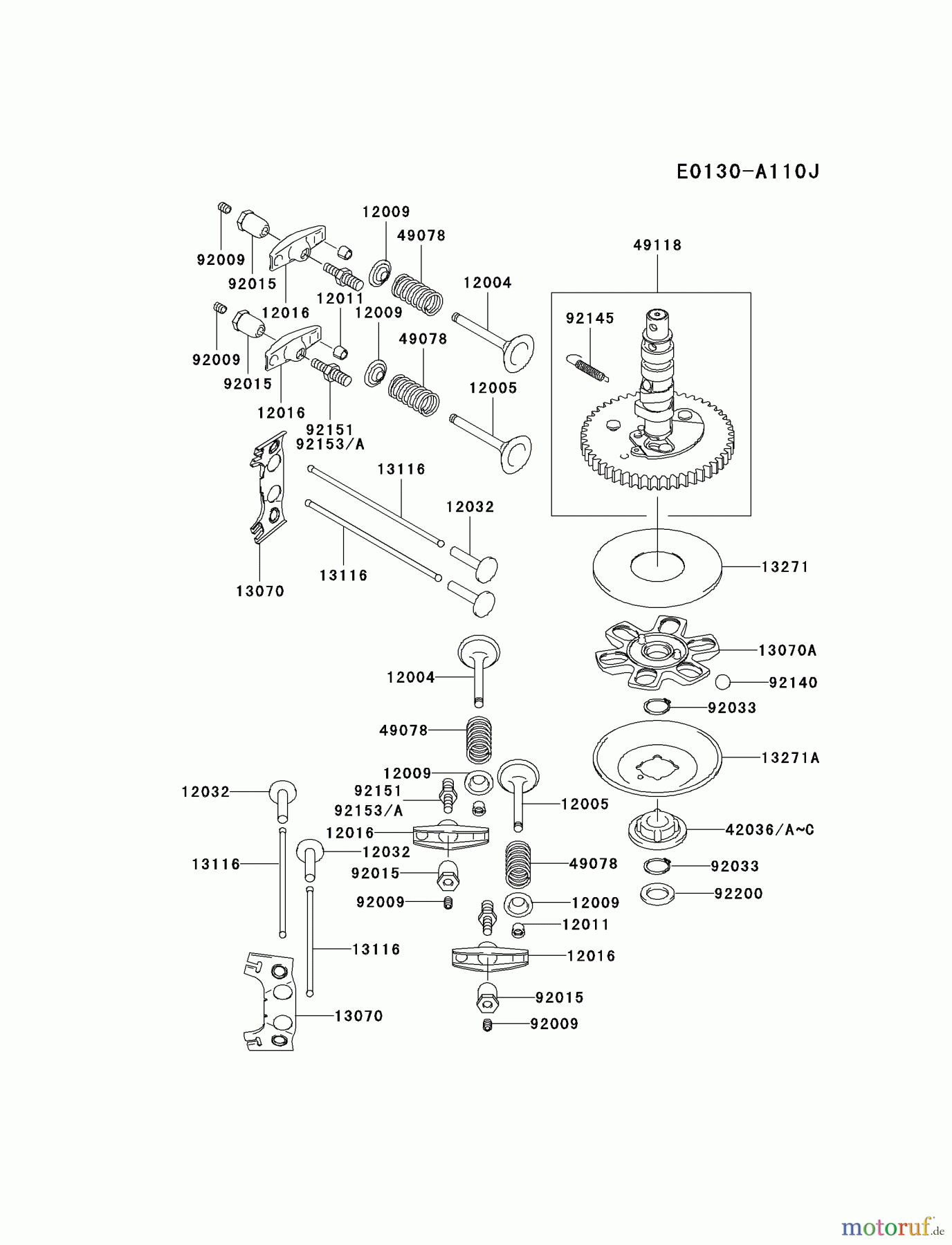 Kawasaki Motoren Motoren Vertikal FA210V - AS02 bis FH641V - DS24 FH430V-AS11 - Kawasaki FH430V 4-Stroke Engine VALVE/CAMSHAFT