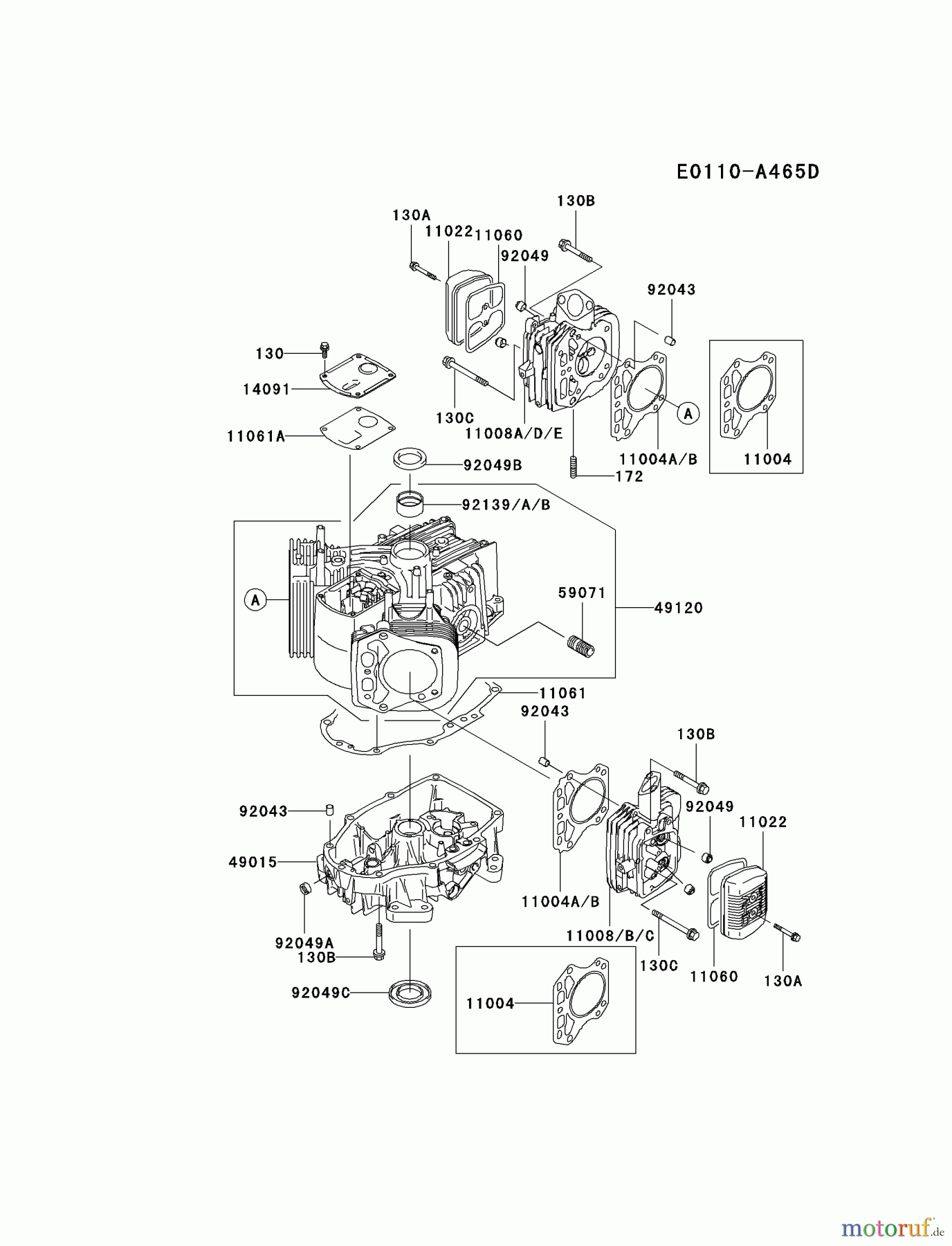 Kawasaki Motoren Motoren Vertikal FA210V - AS02 bis FH641V - DS24 FH381V-BS11 - Kawasaki FH381V 4-Stroke Engine CYLINDER/CRANKCASE