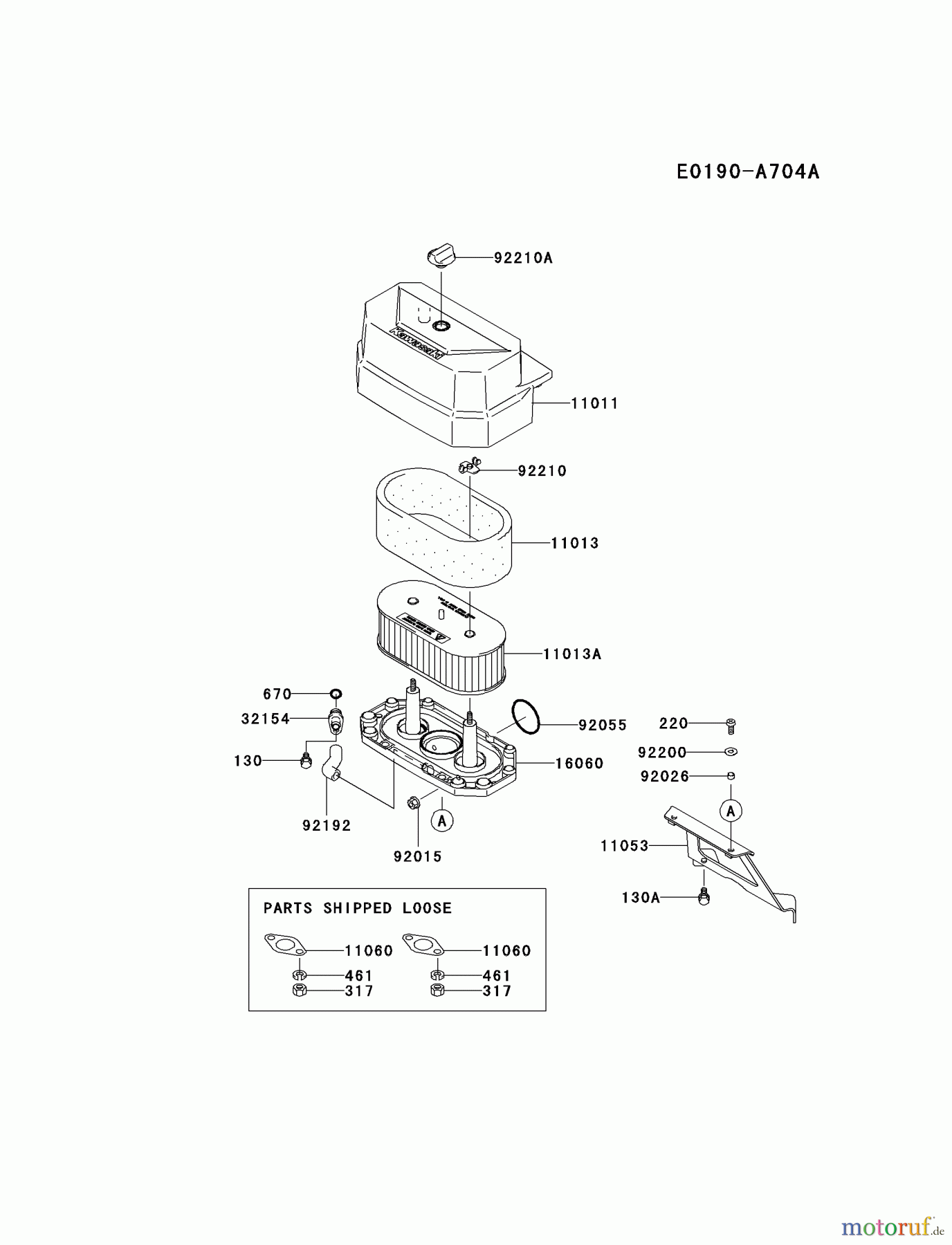Kawasaki Motoren Motoren Vertikal FA210V - AS02 bis FH641V - DS24 FH430V-AS23 - Kawasaki FH430V 4-Stroke Engine AIR-FILTER/MUFFLER