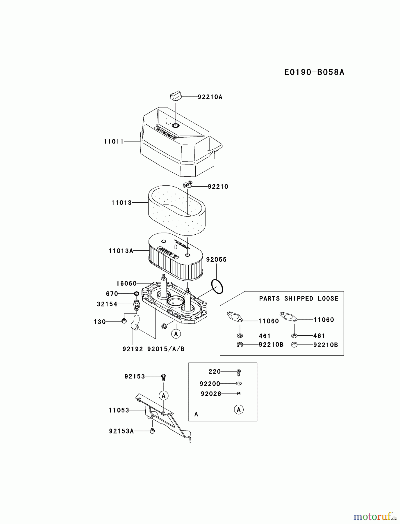Kawasaki Motoren Motoren Vertikal FA210V - AS02 bis FH641V - DS24 FH430V-AS36 - Kawasaki FH430V 4-Stroke Engine AIR-FILTER/MUFFLER