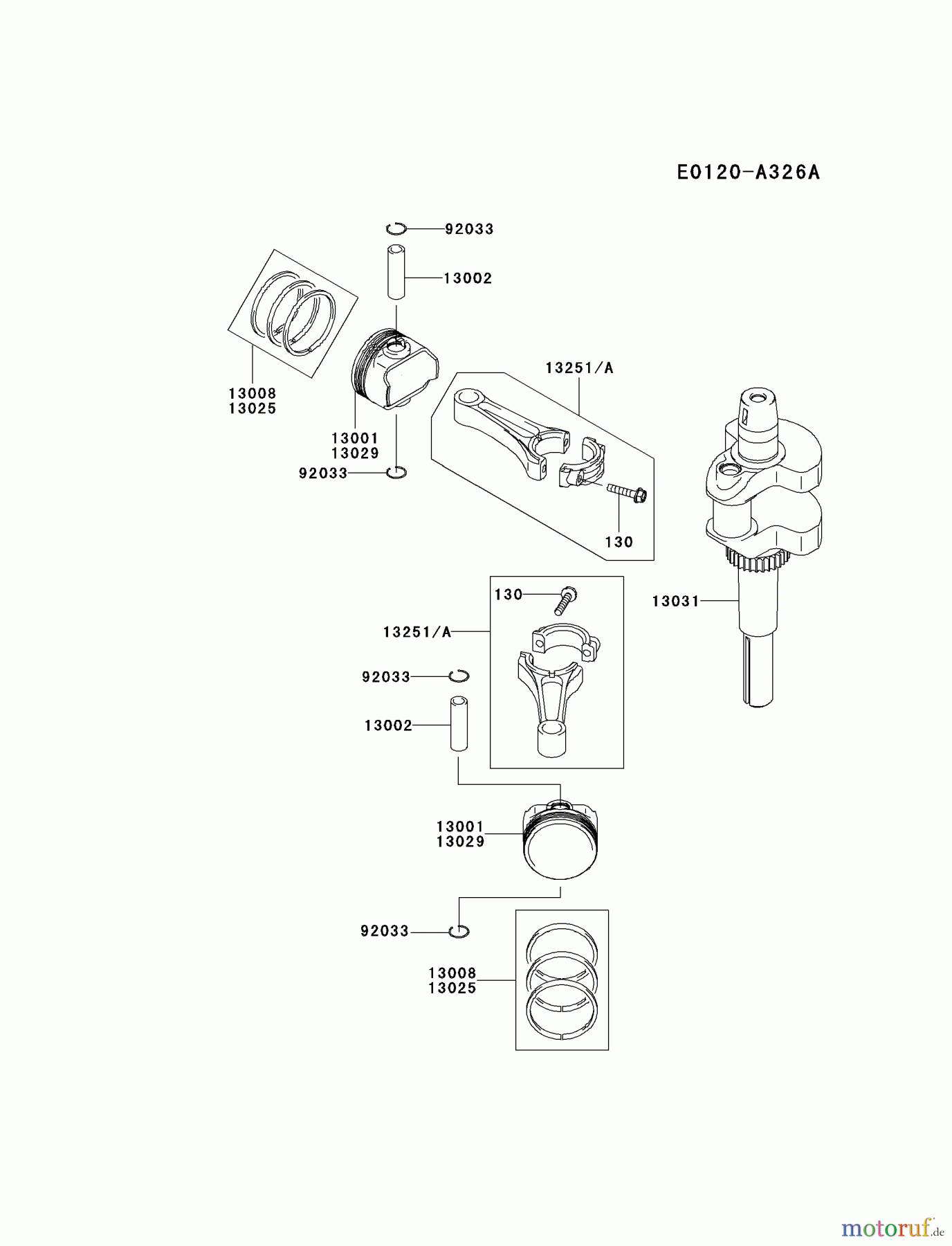 Kawasaki Motoren Motoren Vertikal FA210V - AS02 bis FH641V - DS24 FH430V-BS38 - Kawasaki FH430V 4-Stroke Engine PISTON/CRANKSHAFT