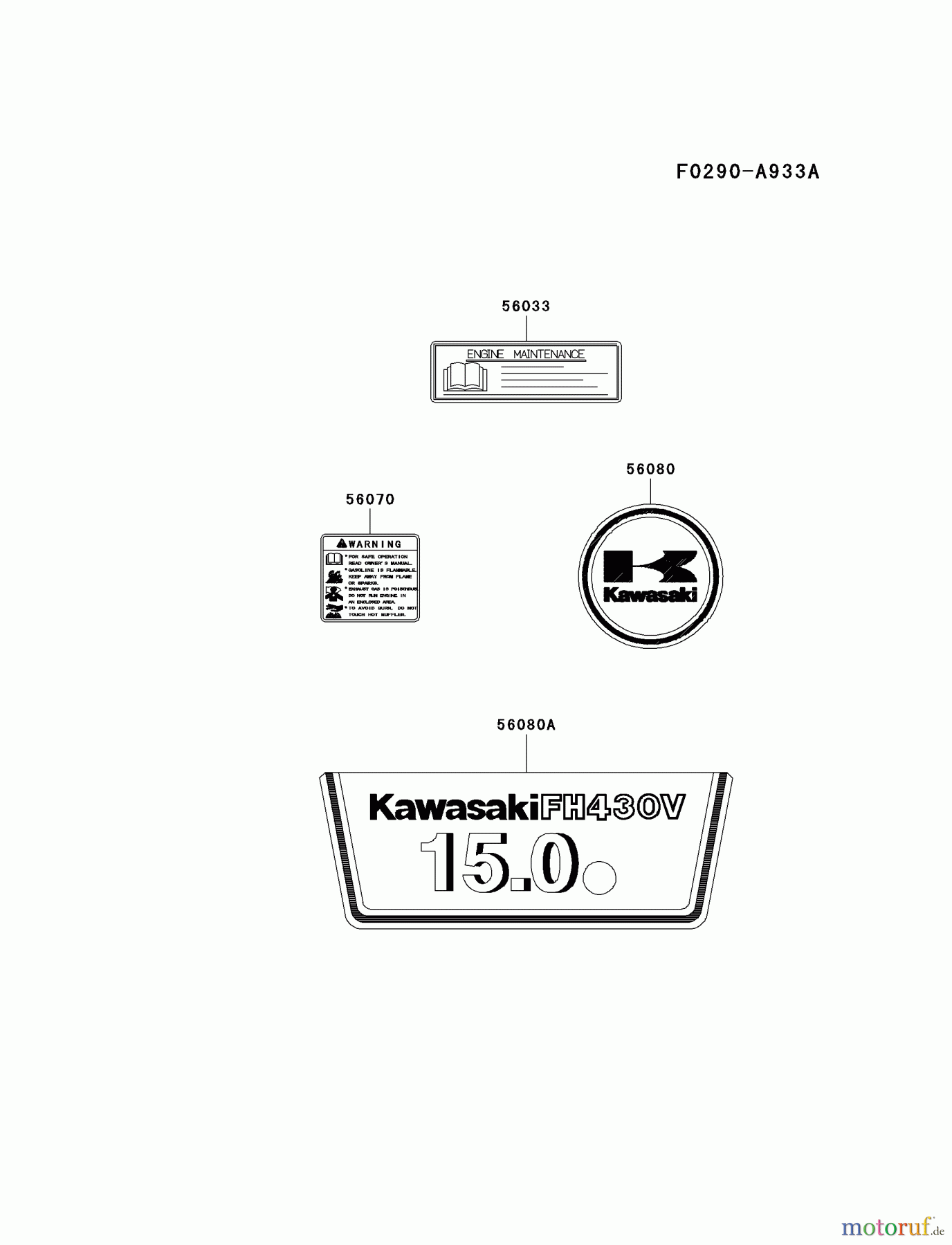 Kawasaki Motoren Motoren Vertikal FA210V - AS02 bis FH641V - DS24 FH430V-CS10 - Kawasaki FH430V 4-Stroke Engine LABEL