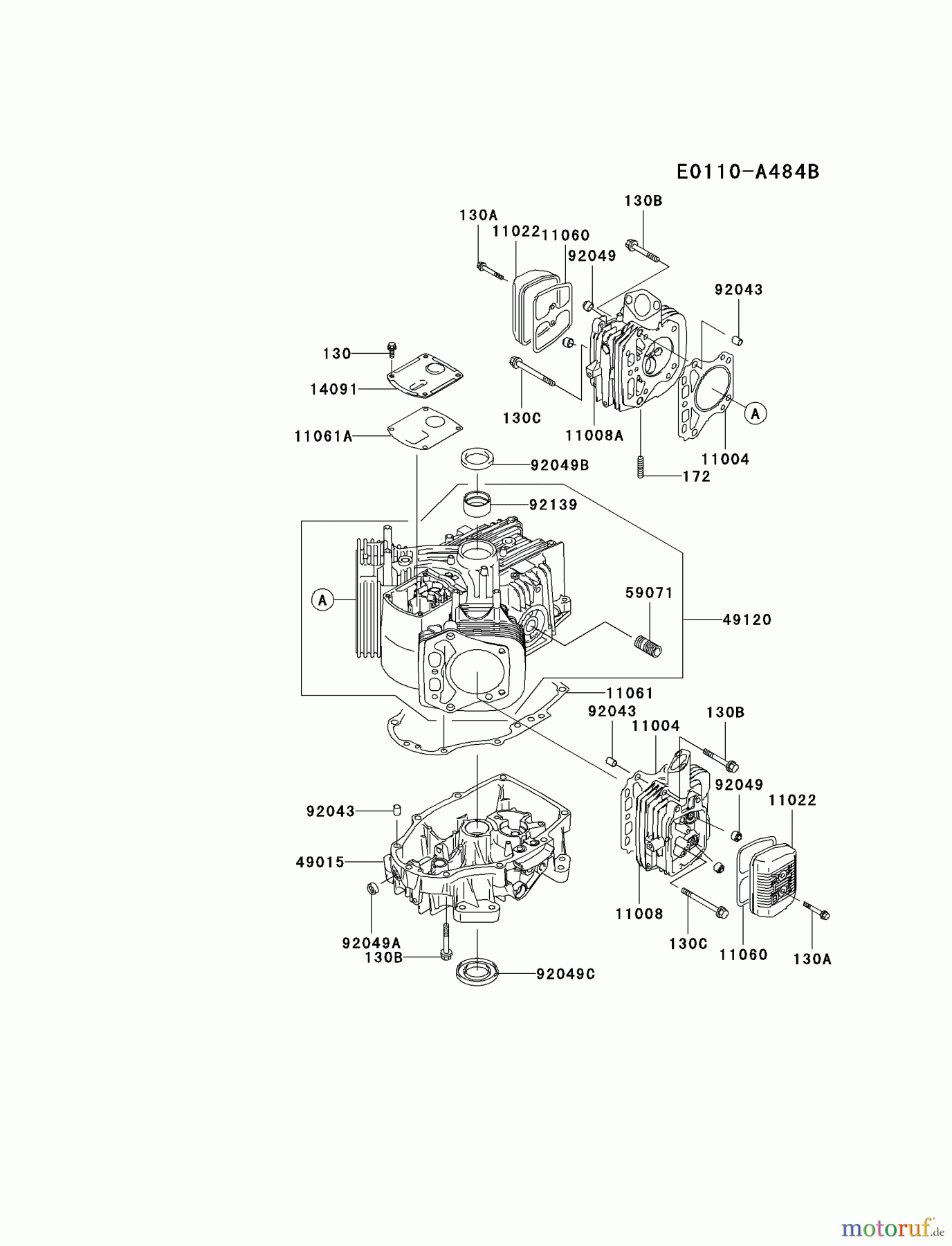 Kawasaki Motoren Motoren Vertikal FA210V - AS02 bis FH641V - DS24 FH381V-DS04 - Kawasaki FH381V 4-Stroke Engine CYLINDER/CRANKCASE