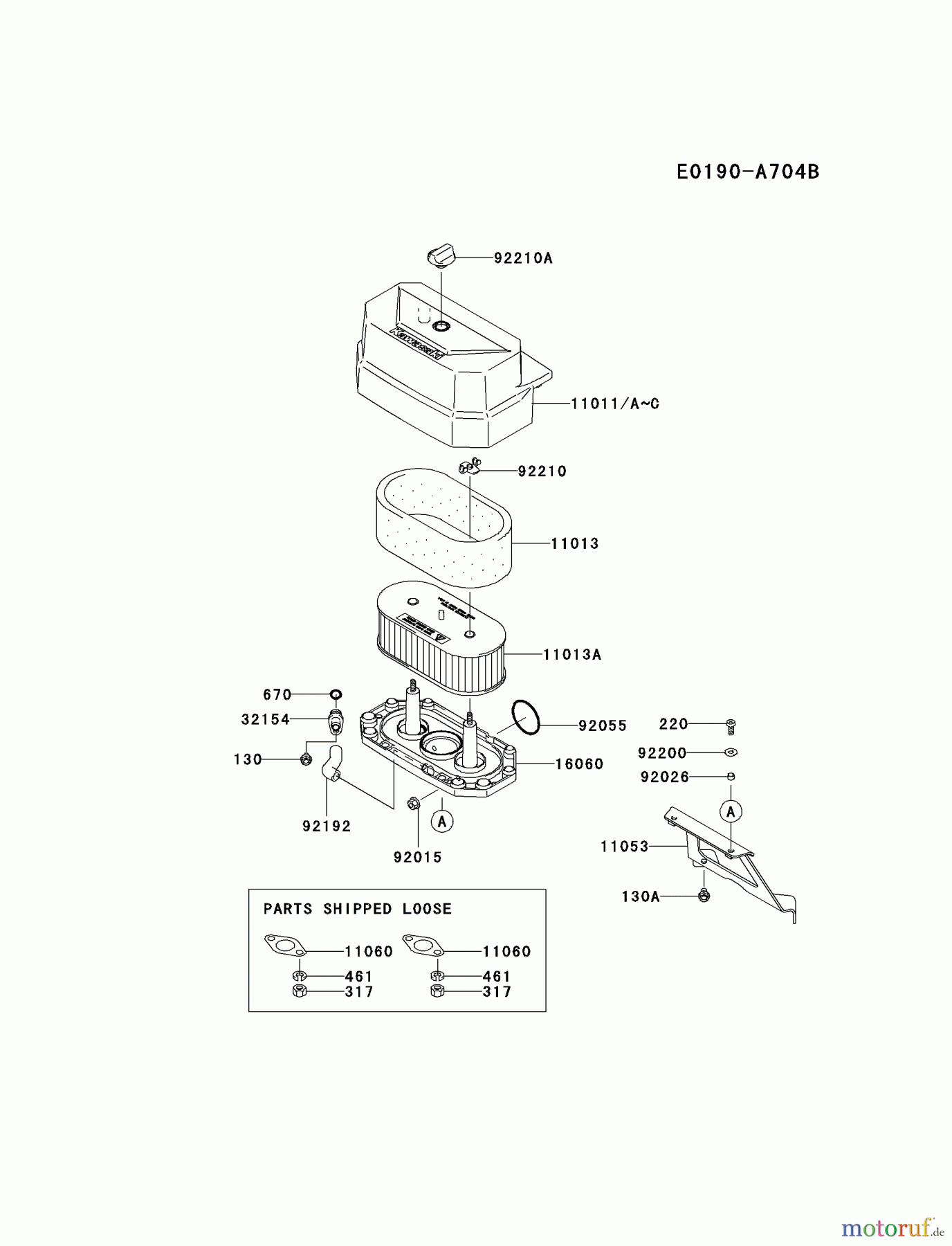 Kawasaki Motoren Motoren Vertikal FA210V - AS02 bis FH641V - DS24 FH430V-BS26 - Kawasaki FH430V 4-Stroke Engine AIR-FILTER/MUFFLER
