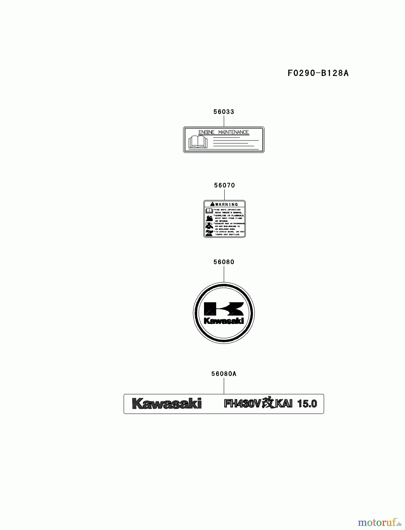 Kawasaki Motoren Motoren Vertikal FA210V - AS02 bis FH641V - DS24 FH430V-AS24 - Kawasaki FH430V 4-Stroke Engine LABEL