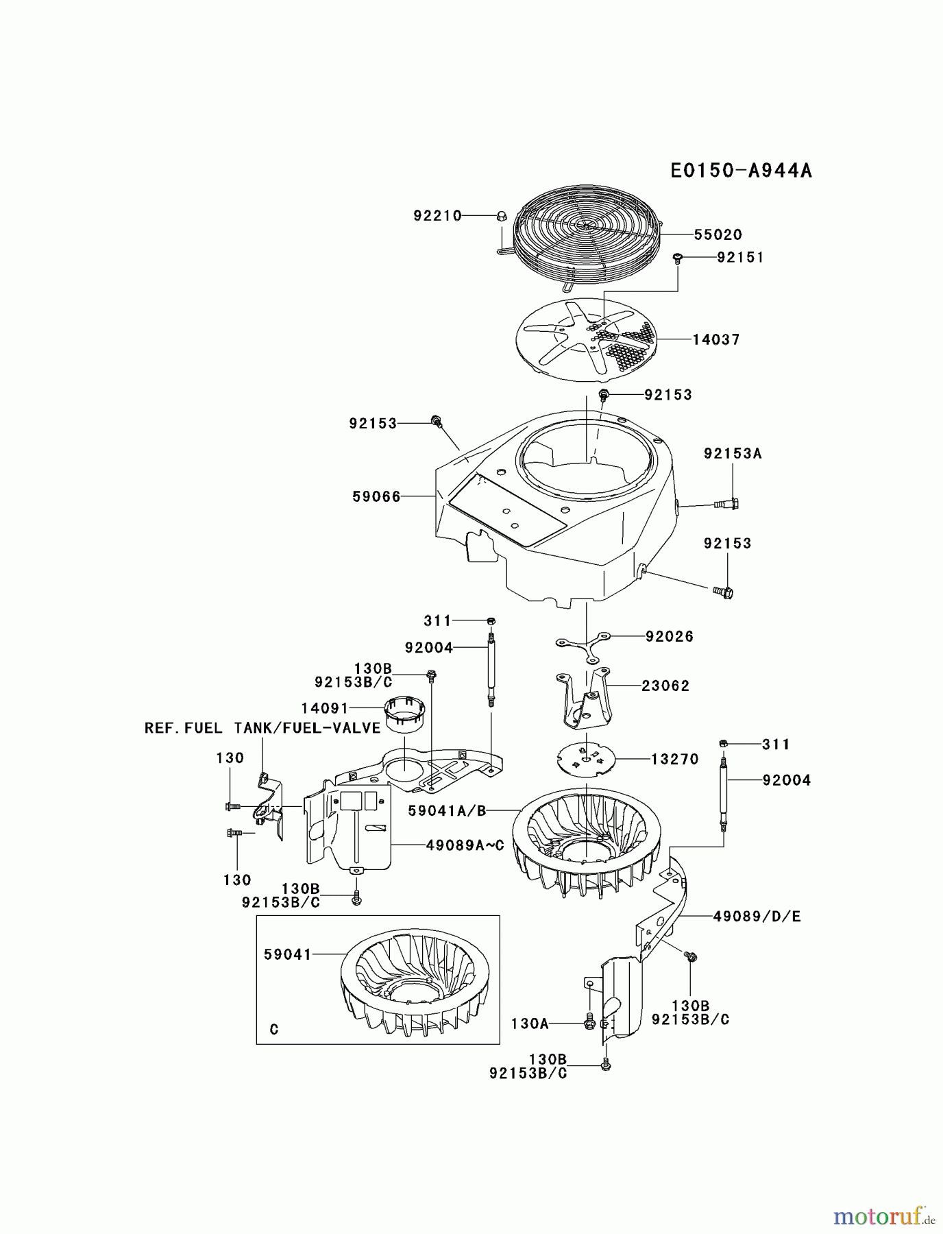 Kawasaki Motoren Motoren Vertikal FA210V - AS02 bis FH641V - DS24 FH430V-DS01 - Kawasaki FH430V 4-Stroke Engine COOLING-EQUIPMENT