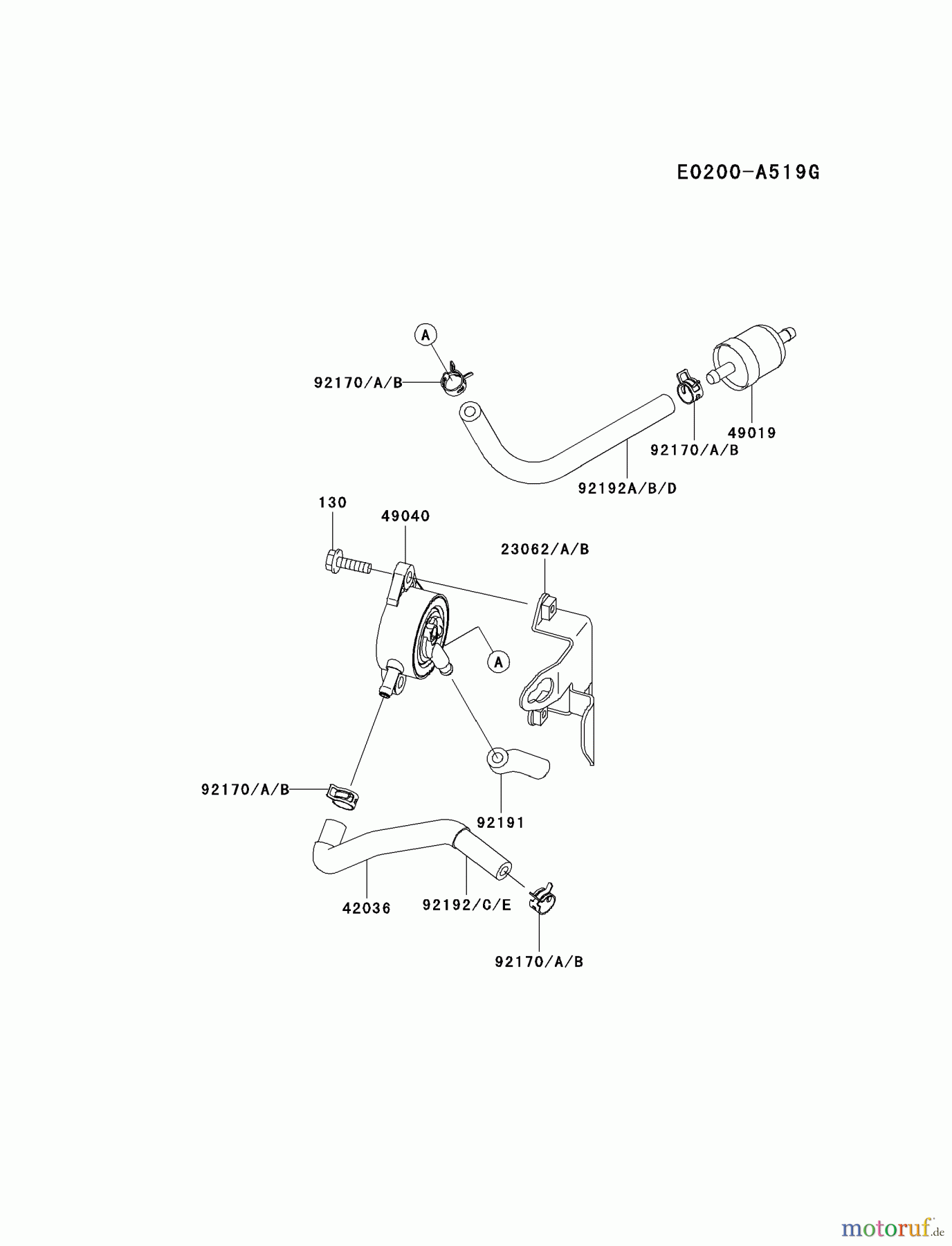 Kawasaki Motoren Motoren Vertikal FA210V - AS02 bis FH641V - DS24 FH430V-DS02 - Kawasaki FH430V 4-Stroke Engine FUEL-TANK/FUEL-VALVE