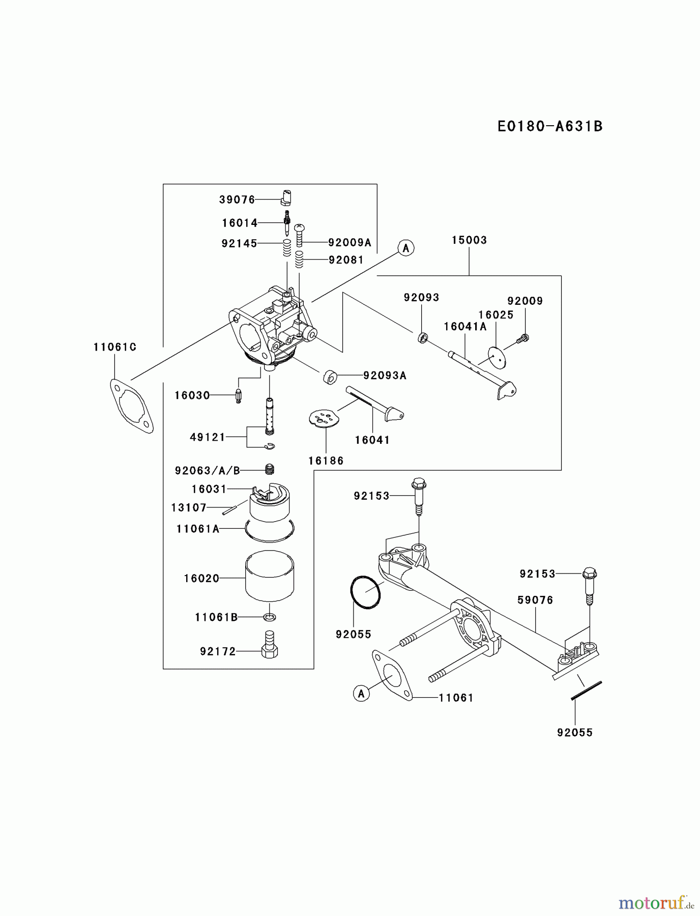  Kawasaki Motoren Motoren Vertikal FA210V - AS02 bis FH641V - DS24 FH430V-BS24 - Kawasaki FH430V 4-Stroke Engine CARBURETOR