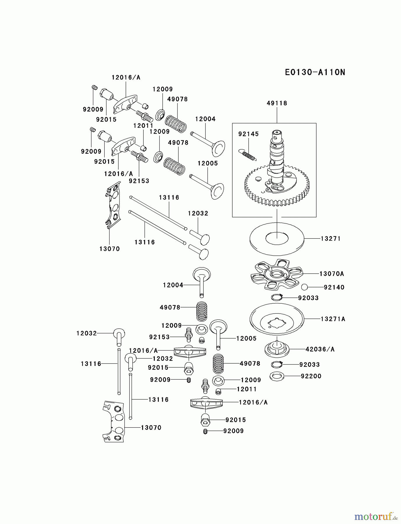 Kawasaki Motoren Motoren Vertikal FA210V - AS02 bis FH641V - DS24 FH451V-BS10 - Kawasaki FH451V 4-Stroke Engine VALVE/CAMSHAFT