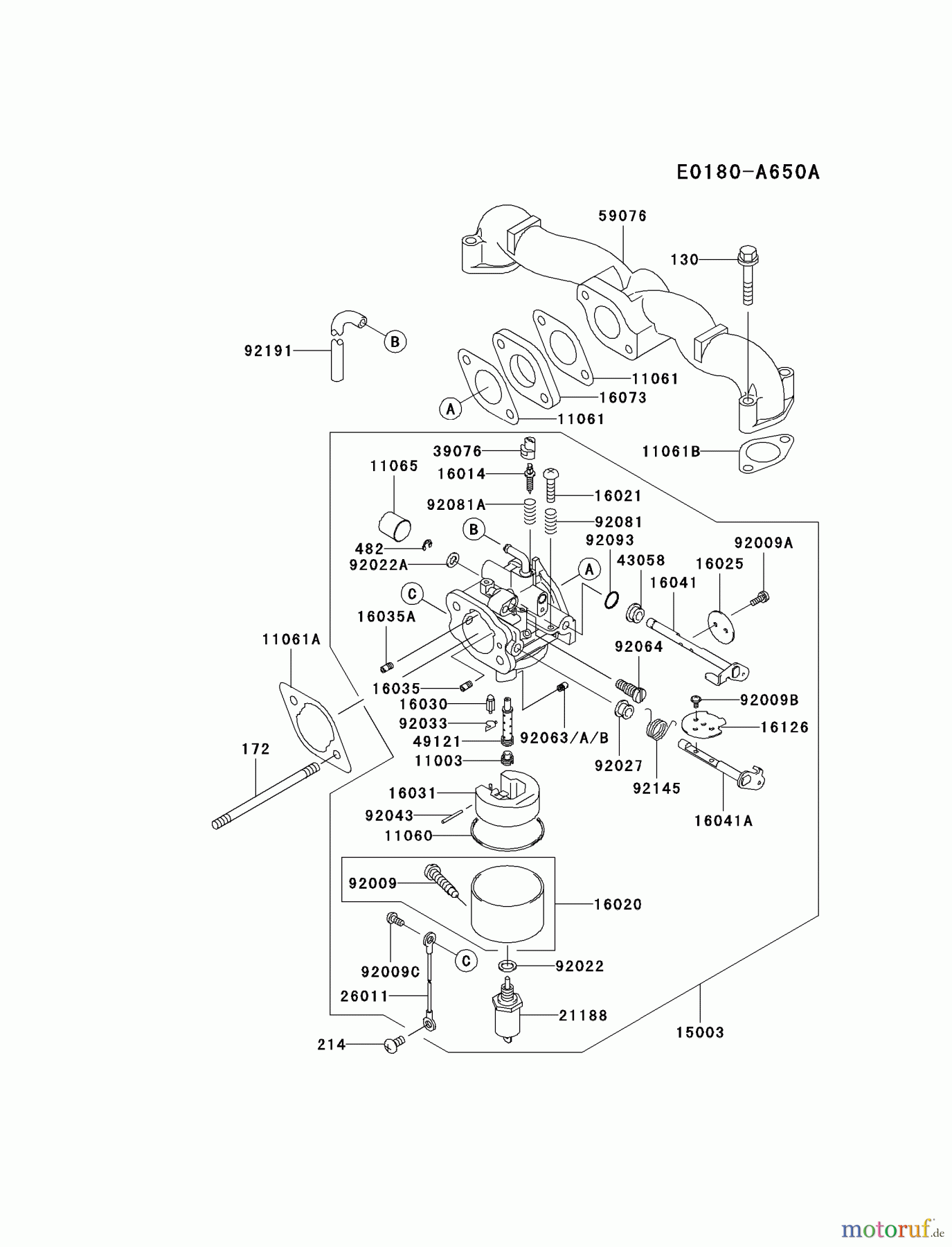 Kawasaki Motoren Motoren Vertikal FA210V - AS02 bis FH641V - DS24 FH451V-BS20 - Kawasaki FH451V 4-Stroke Engine CARBURETOR #2