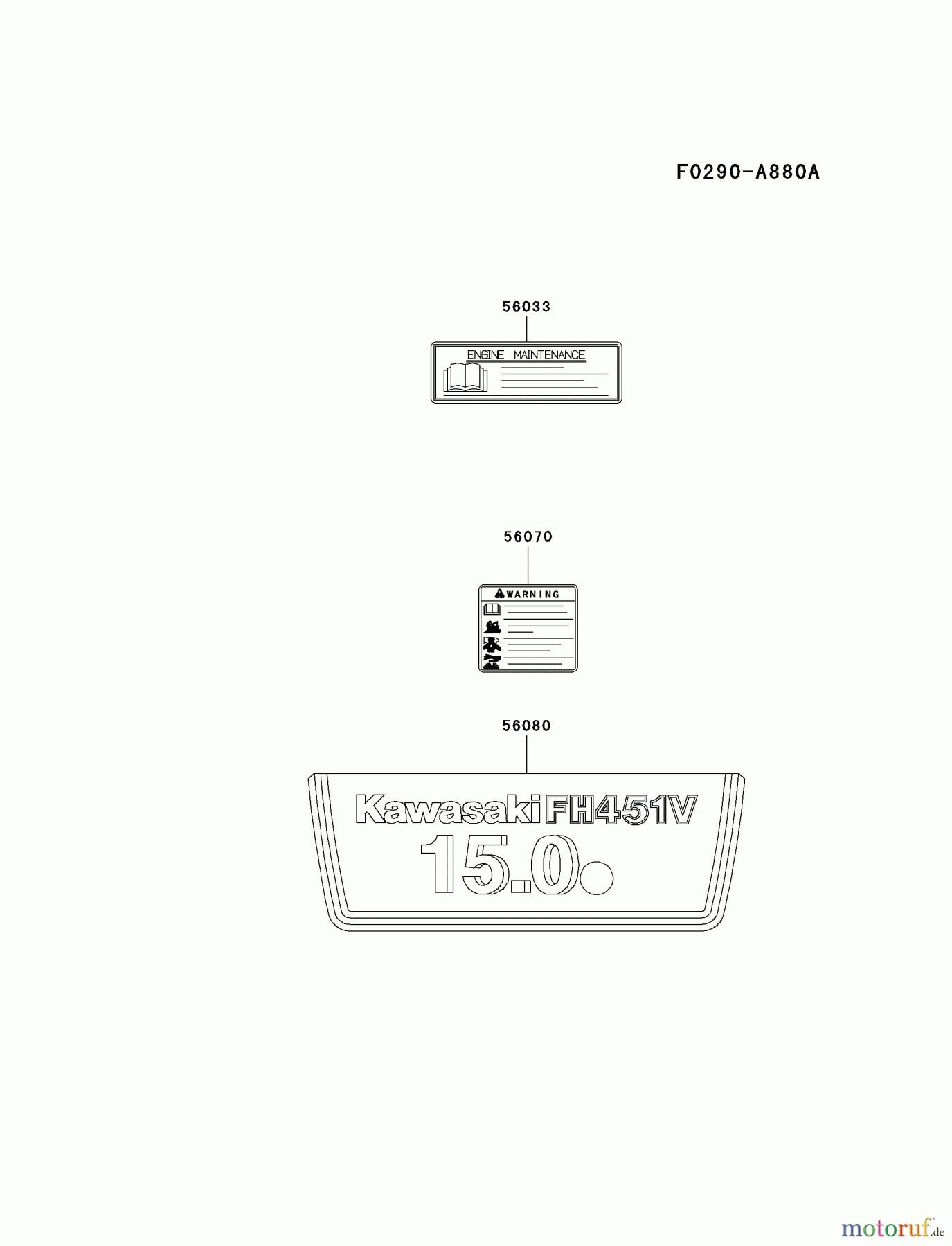 Kawasaki Motoren Motoren Vertikal FA210V - AS02 bis FH641V - DS24 FH451V-AS20 - Kawasaki FH451V 4-Stroke Engine LABEL