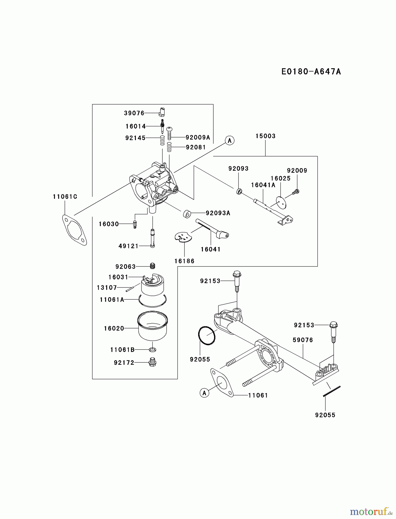 Kawasaki Motoren Motoren Vertikal FA210V - AS02 bis FH641V - DS24 FH480V-AS24 - Kawasaki FH480V 4-Stroke Engine CARBURETOR