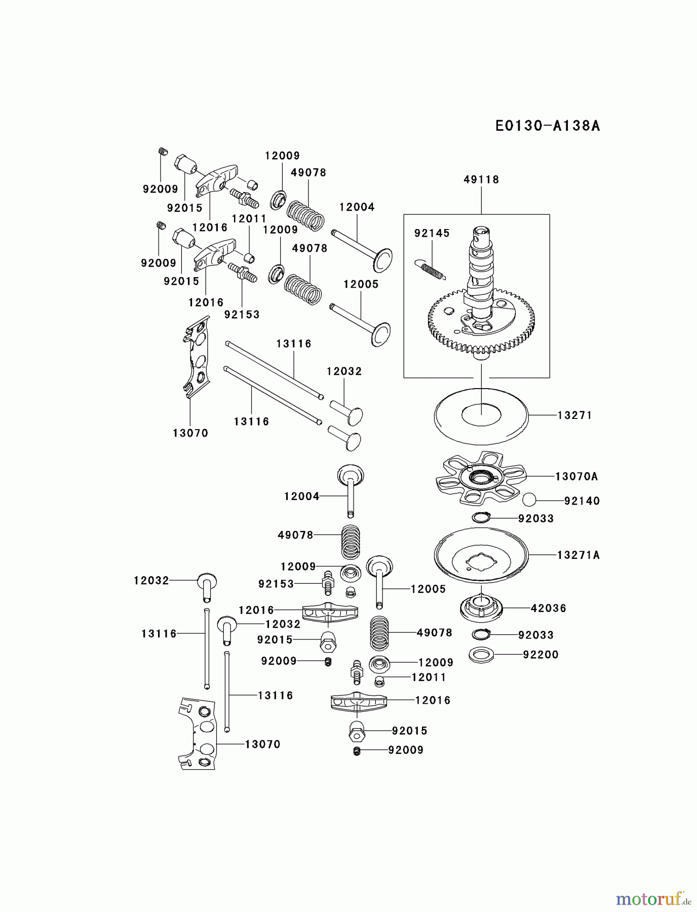 Kawasaki Motoren Motoren Vertikal FA210V - AS02 bis FH641V - DS24 FH480V-DS20 - Kawasaki FH480V 4-Stroke Engine VALVE/CAMSHAFT