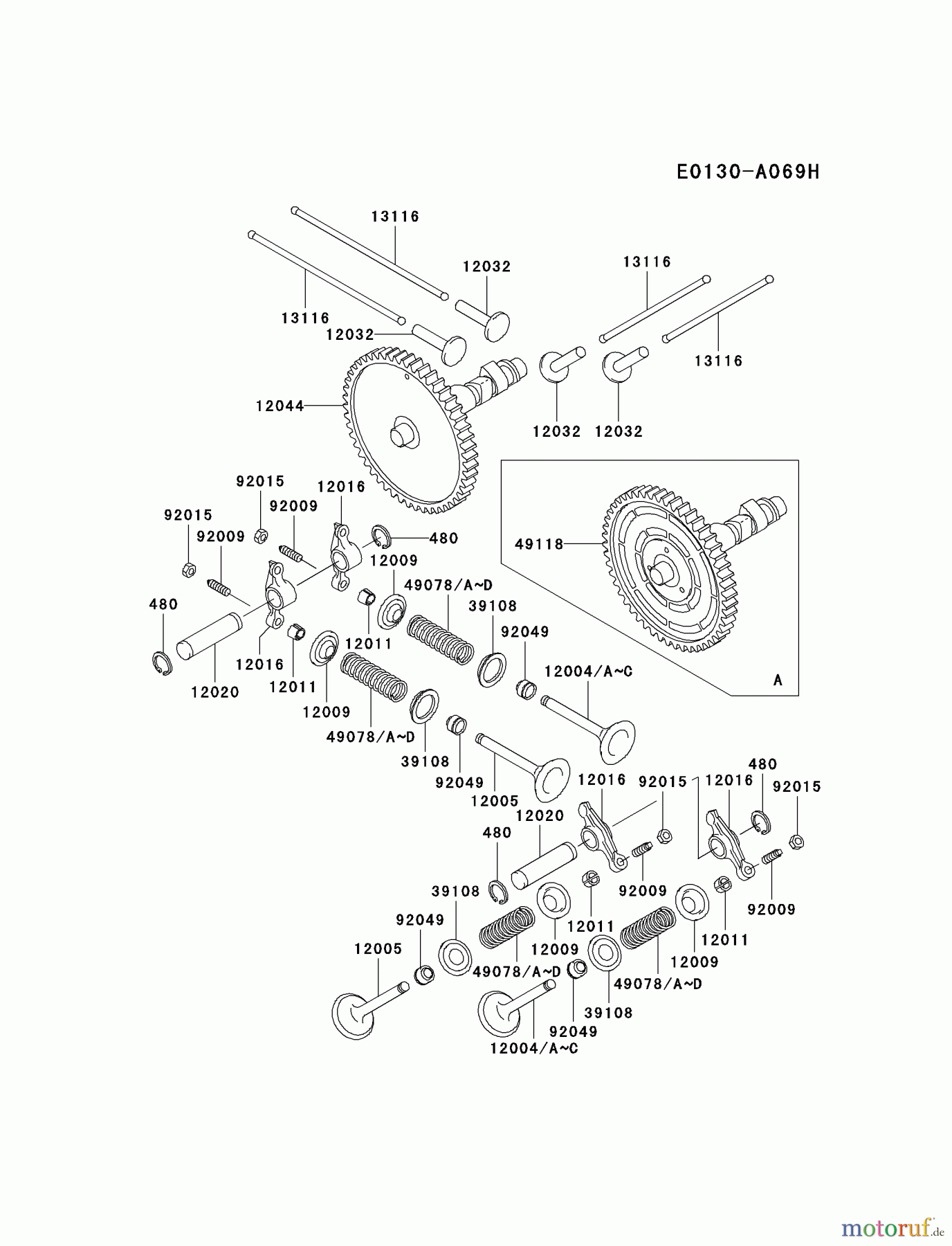 Kawasaki Motoren Motoren, Horizontal FD620D-AS13 - Kawasaki FD620D 4-Stroke Engine VALVE/CAMSHAFT