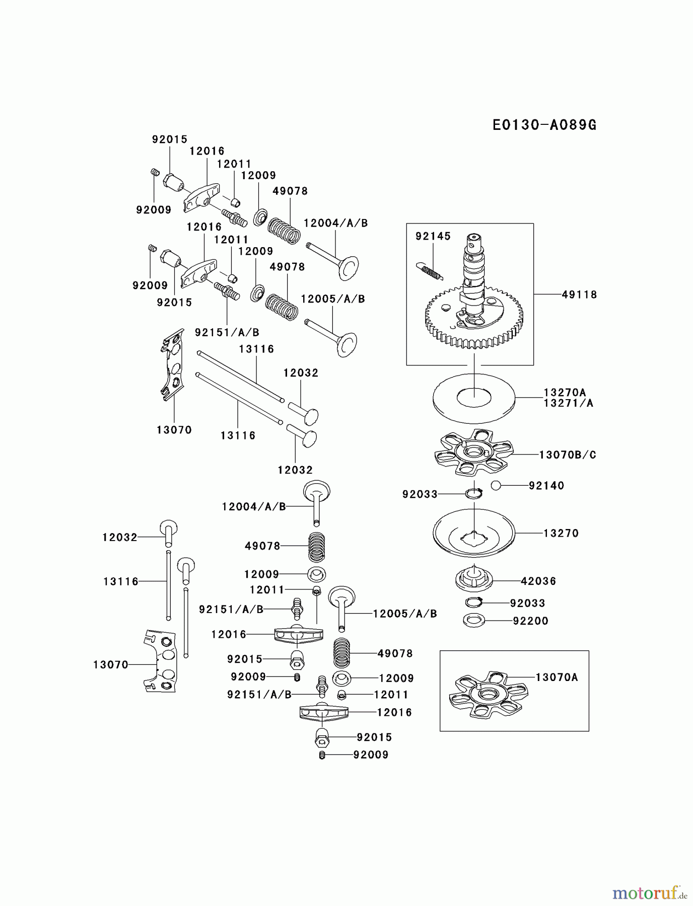 Kawasaki Motoren Motoren Vertikal FA210V - AS02 bis FH641V - DS24 FH500V-AS06 - Kawasaki FH500V 4-Stroke Engine VALVE/CAMSHAFT