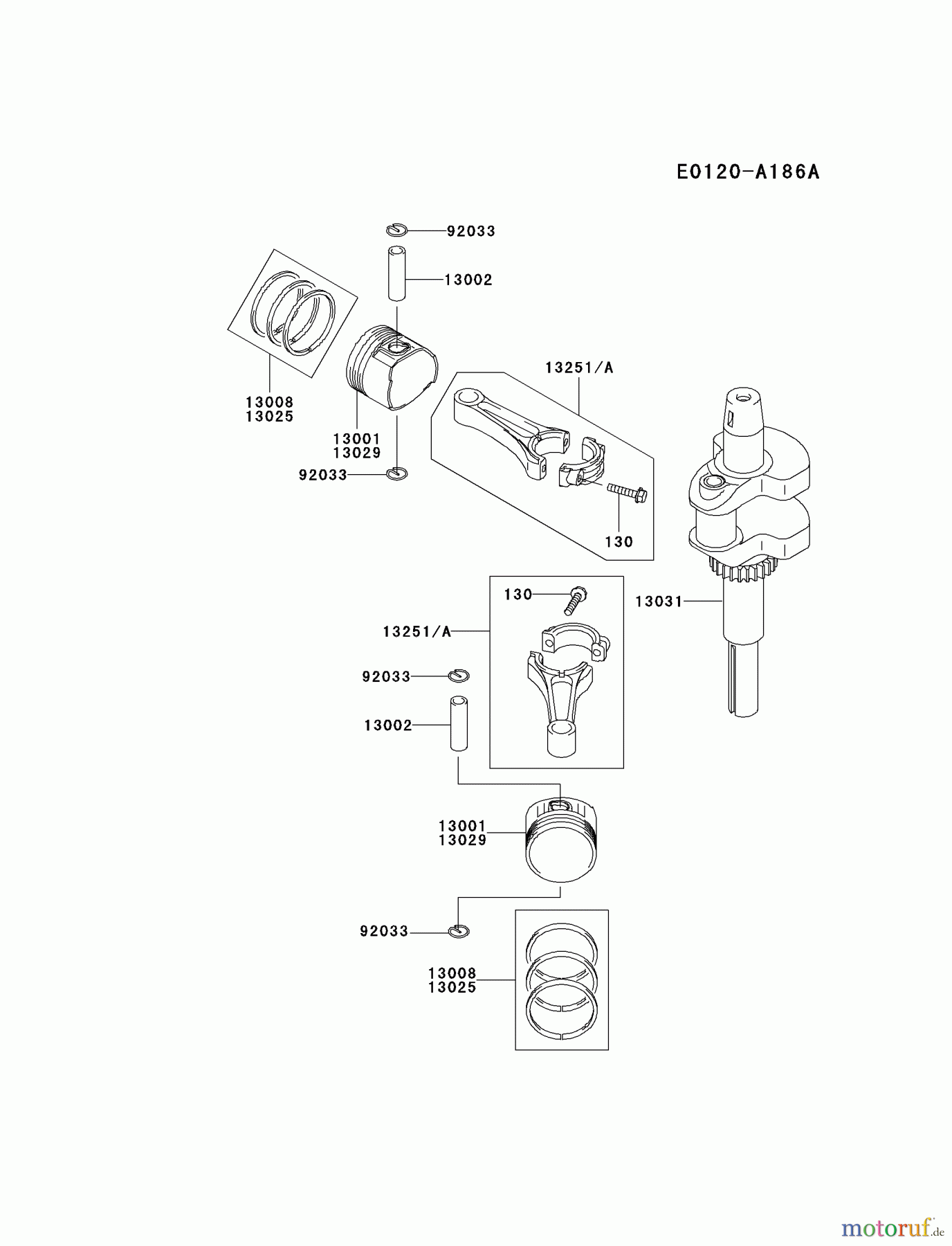 Kawasaki Motoren Motoren Vertikal FA210V - AS02 bis FH641V - DS24 FH500V-AS39 - Kawasaki FH500V 4-Stroke Engine PISTON/CRANKSHAFT