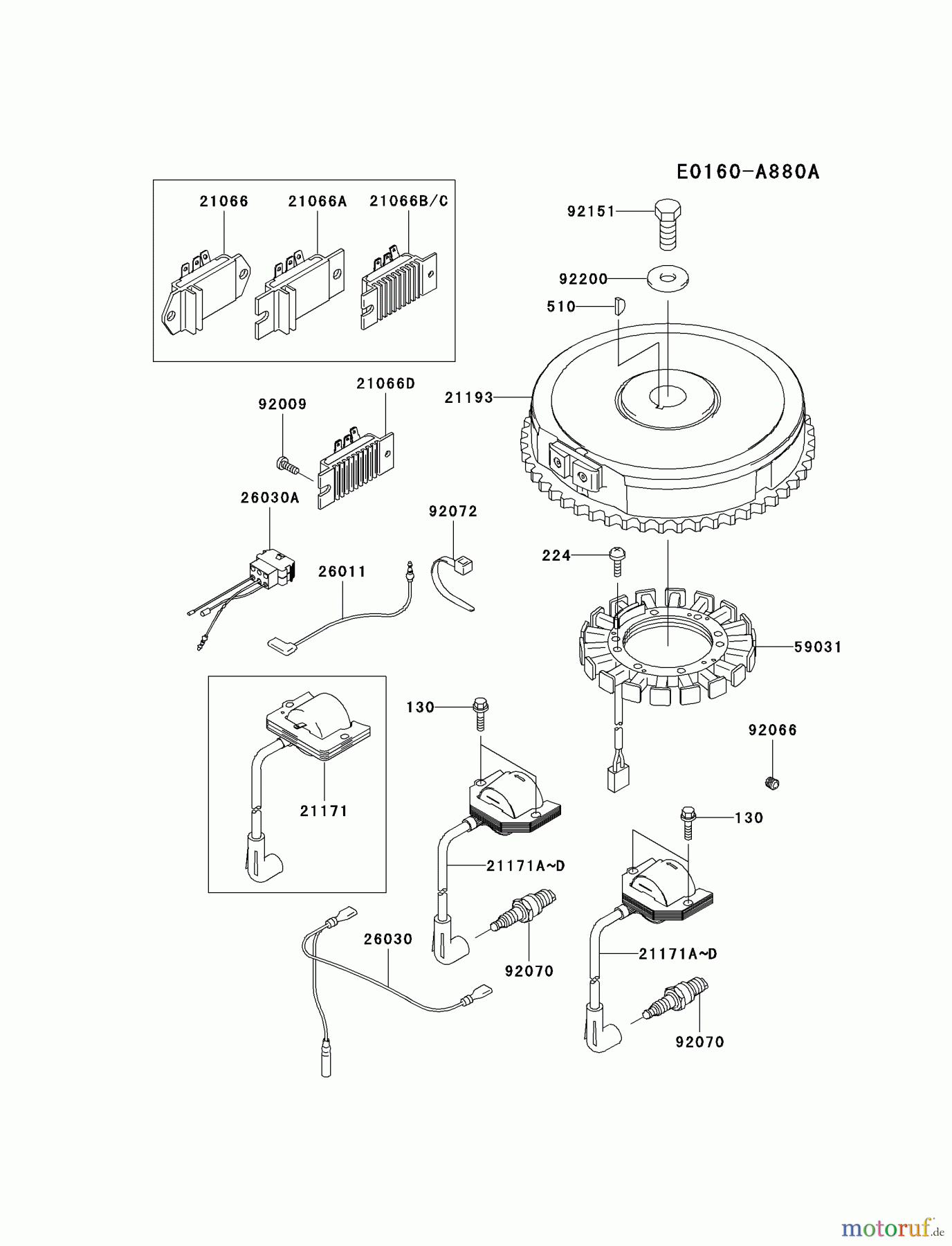 Kawasaki Motoren Motoren Vertikal FA210V - AS02 bis FH641V - DS24 FH531V-BS06 - Kawasaki FH531V 4-Stroke Engine ELECTRIC-EQUIPMENT