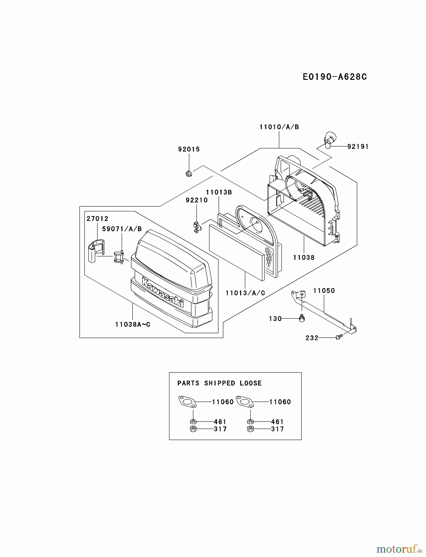 Kawasaki Motoren Motoren Vertikal FA210V - AS02 bis FH641V - DS24 FH541V-AS04 - Kawasaki FH541V 4-Stroke Engine AIR-FILTER/MUFFLER