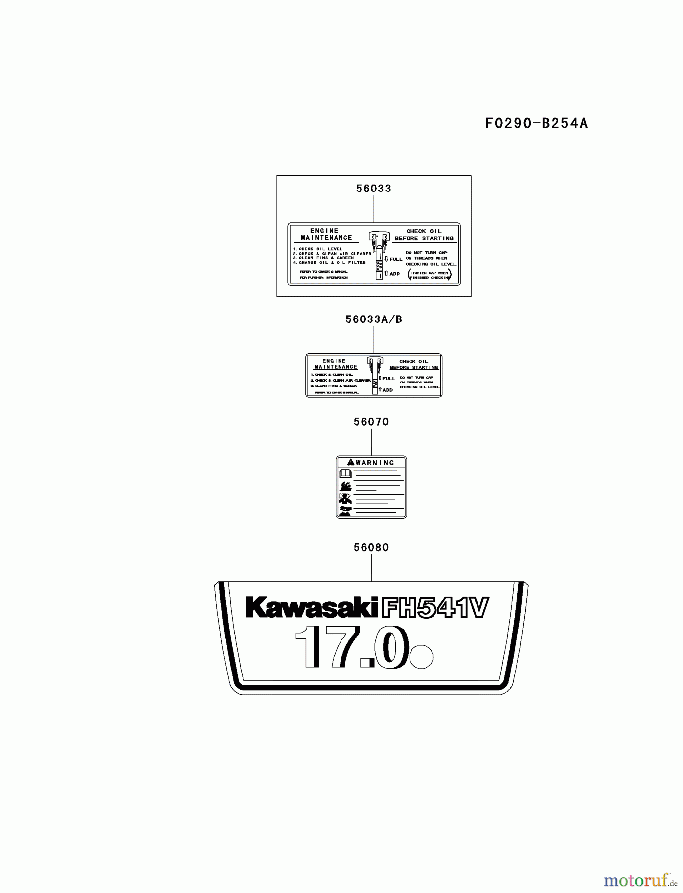 Kawasaki Motoren Motoren Vertikal FA210V - AS02 bis FH641V - DS24 FH541V-BS06 - Kawasaki FH541V 4-Stroke Engine LABEL