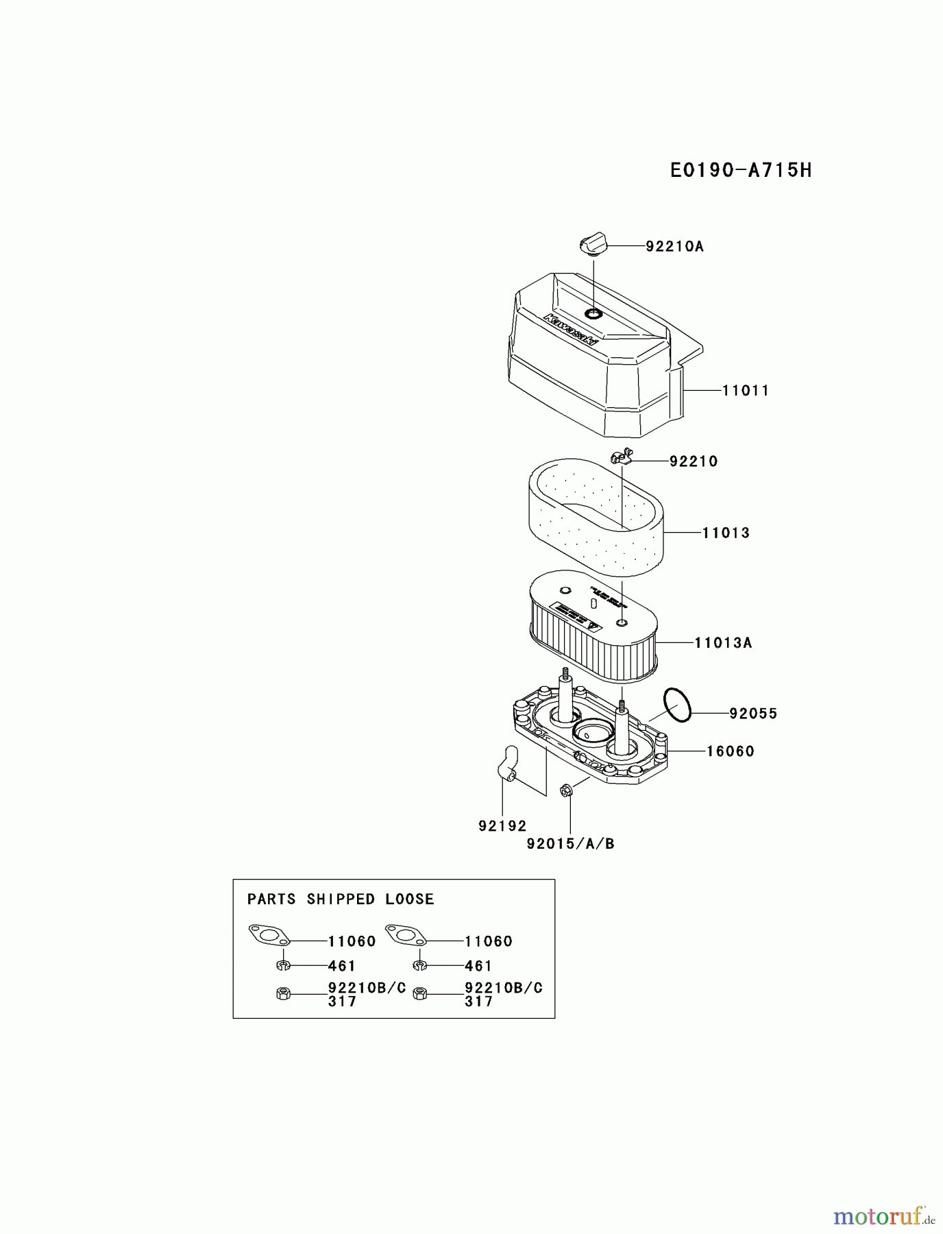 Kawasaki Motoren Motoren Vertikal FA210V - AS02 bis FH641V - DS24 FH541V-AS41 - Kawasaki FH541V 4-Stroke Engine AIR-FILTER/MUFFLER