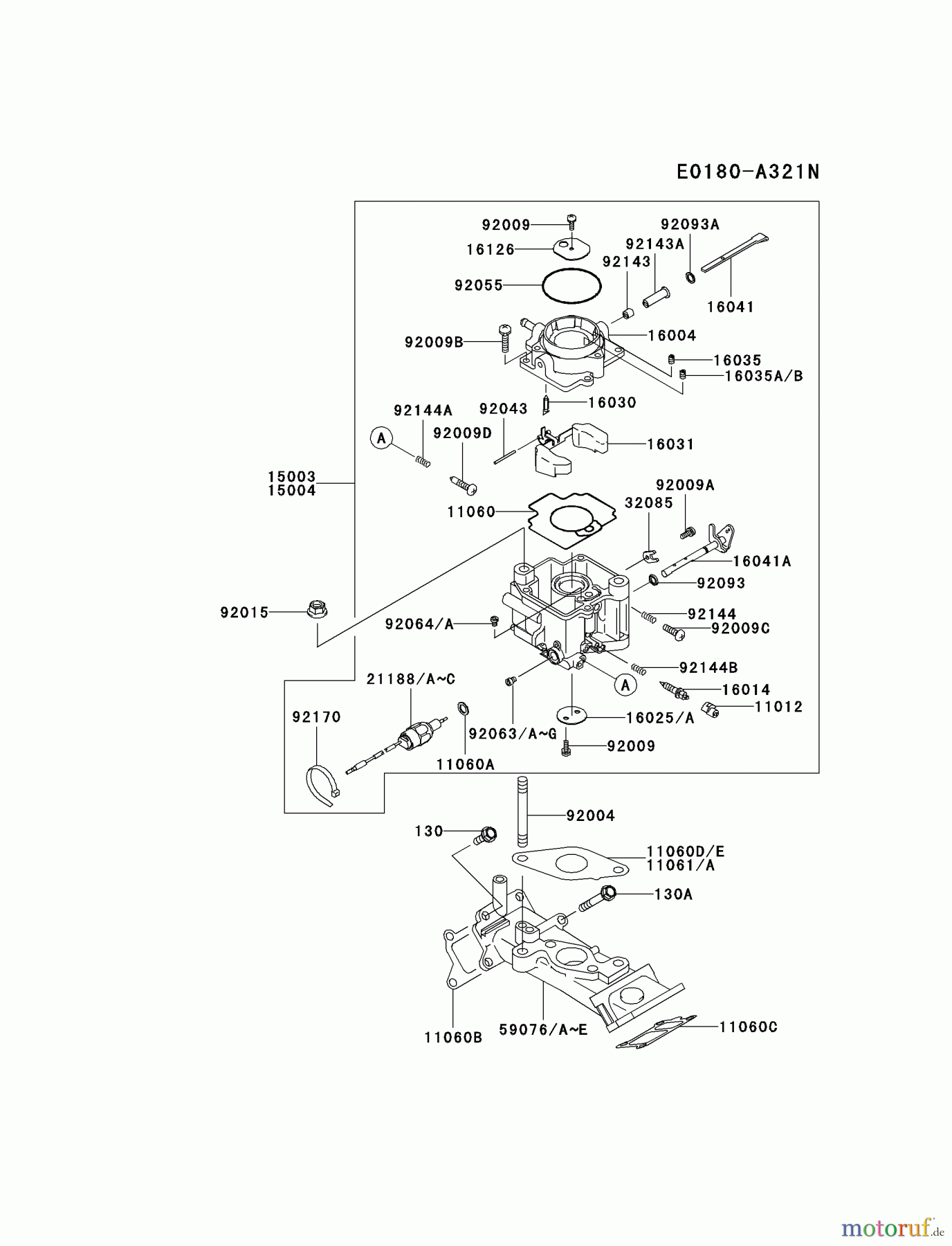 Kawasaki Motoren Motoren, Horizontal FD620D-AS18 - Kawasaki FD620D 4-Stroke Engine CARBURETOR #1