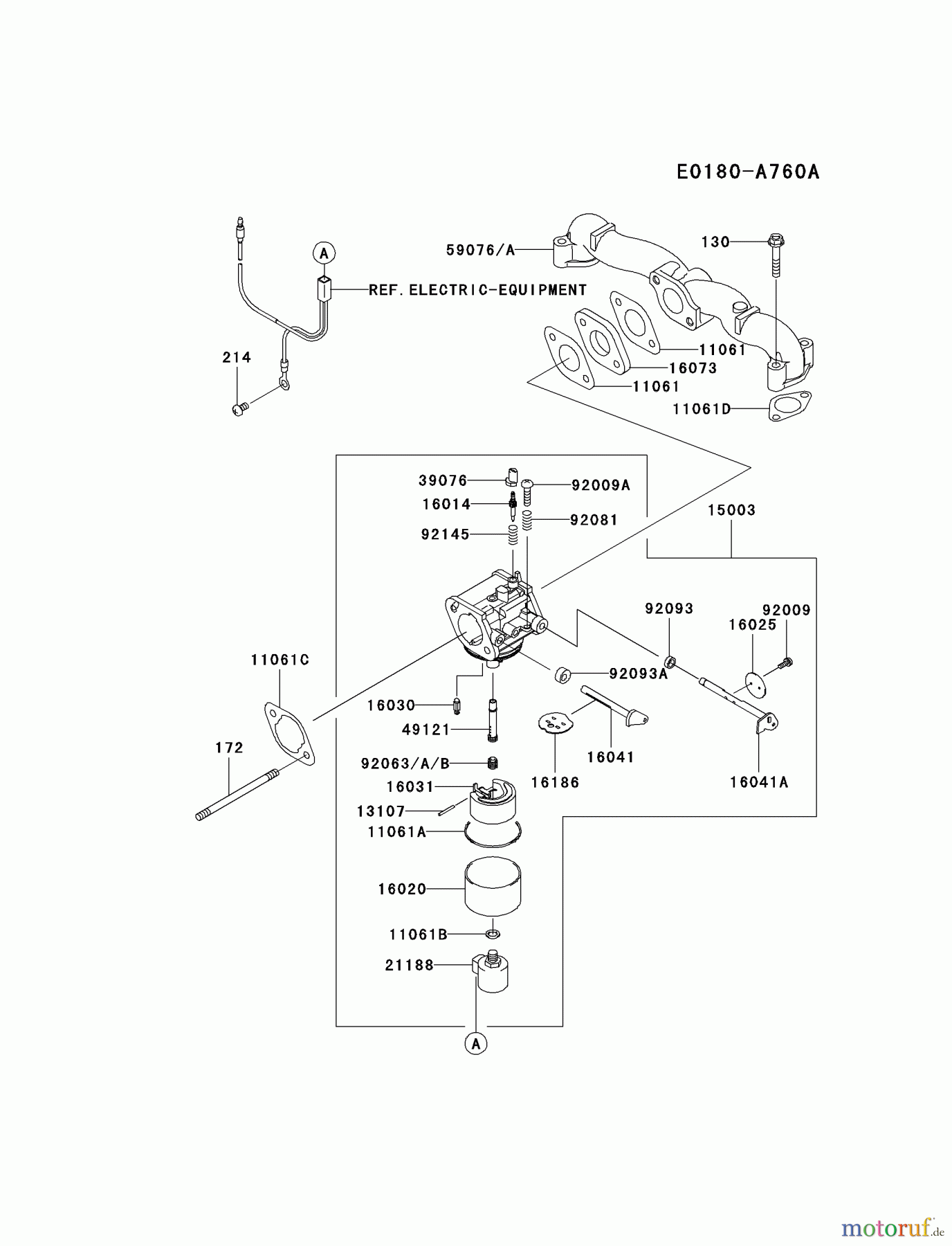 Kawasaki Motoren Motoren Vertikal FA210V - AS02 bis FH641V - DS24 FH541V-CW04 - Kawasaki FH541V 4-Stroke Engine CARBURETOR