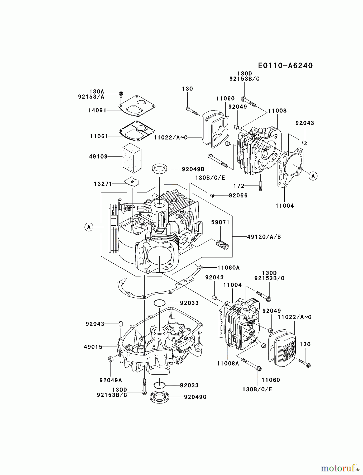 Kawasaki Motoren Motoren Vertikal FA210V - AS02 bis FH641V - DS24 FH541V-CS05 - Kawasaki FH541V 4-Stroke Engine CYLINDER/CRANKCASE