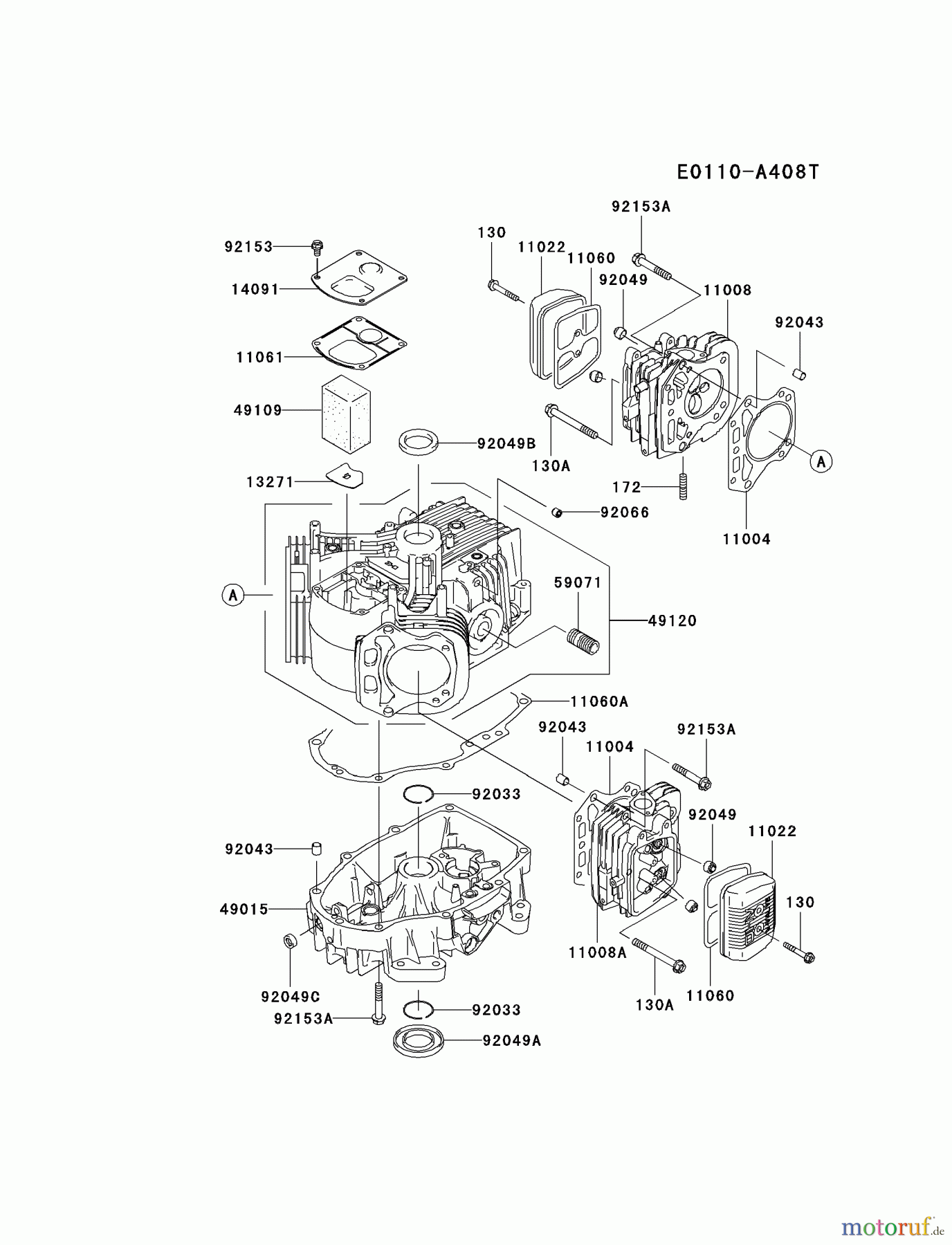 Kawasaki Motoren Motoren Vertikal FA210V - AS02 bis FH641V - DS24 FH541V-DS37 - Kawasaki FH541V 4-Stroke Engine CYLINDER/CRANKCASE