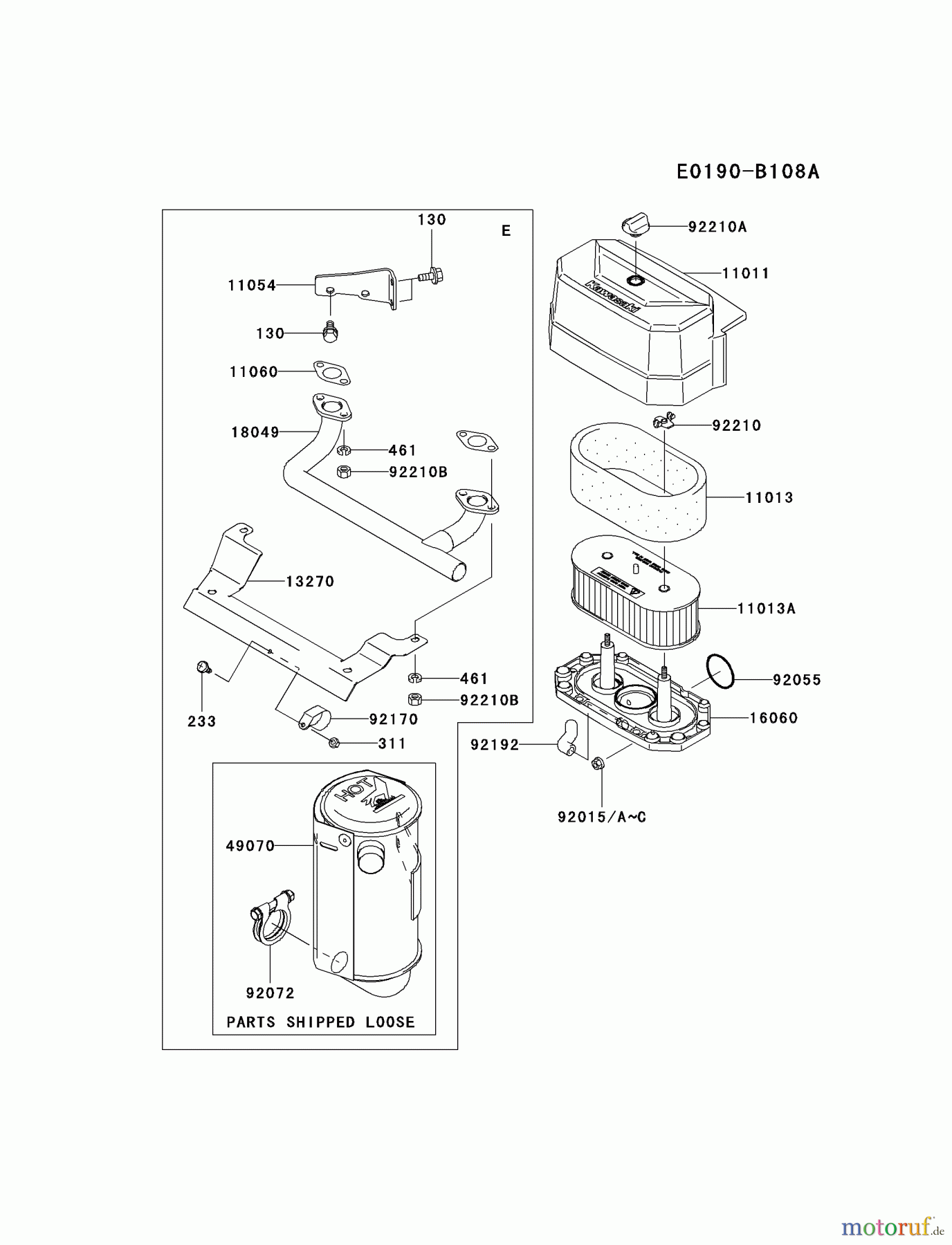  Kawasaki Motoren Motoren Vertikal FA210V - AS02 bis FH641V - DS24 FH541V-ES32 - Kawasaki FH541V 4-Stroke Engine AIR-FILTER/MUFFLER