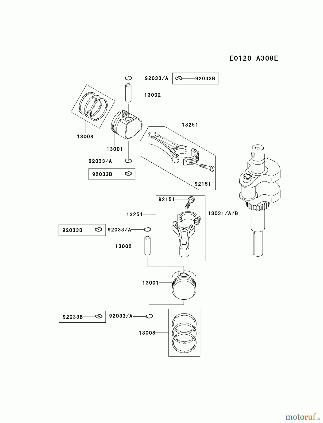 Kawasaki Motoren Motoren Vertikal FA210V - AS02 bis FH641V - DS24 FH541V-DS32 - Kawasaki FH541V 4-Stroke Engine PISTON/CRANKSHAFT