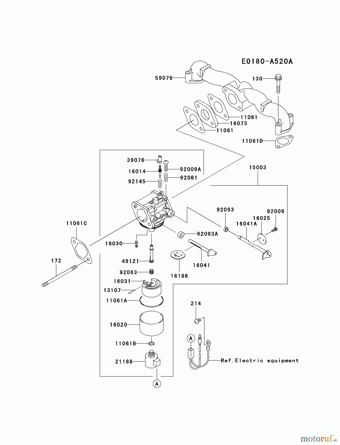  Kawasaki Motoren Motoren Vertikal FA210V - AS02 bis FH641V - DS24 FH580V-AS06 - Kawasaki FH580V 4-Stroke Engine CARBURETOR