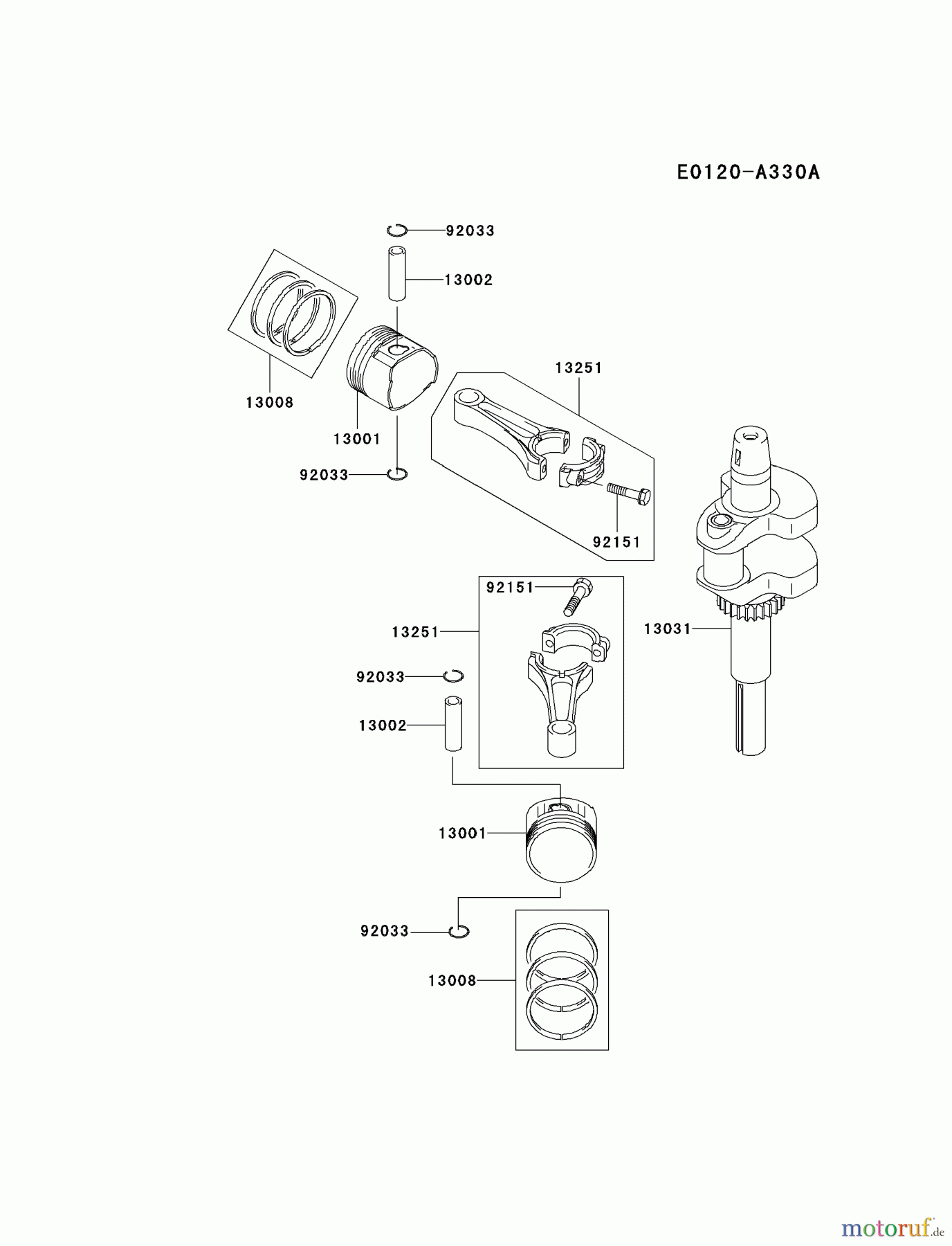 Kawasaki Motoren Motoren Vertikal FA210V - AS02 bis FH641V - DS24 FH541V-AS46 - Kawasaki FH541V 4-Stroke Engine PISTON/CRANKSHAFT