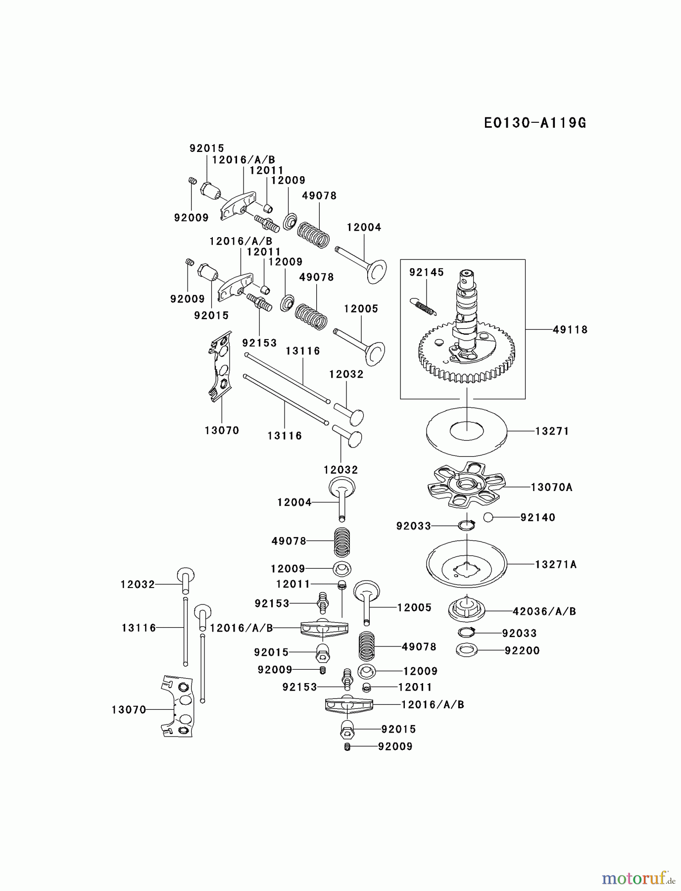 Kawasaki Motoren Motoren Vertikal FA210V - AS02 bis FH641V - DS24 FH500V-BS43 - Kawasaki FH500V 4-Stroke Engine VALVE/CAMSHAFT