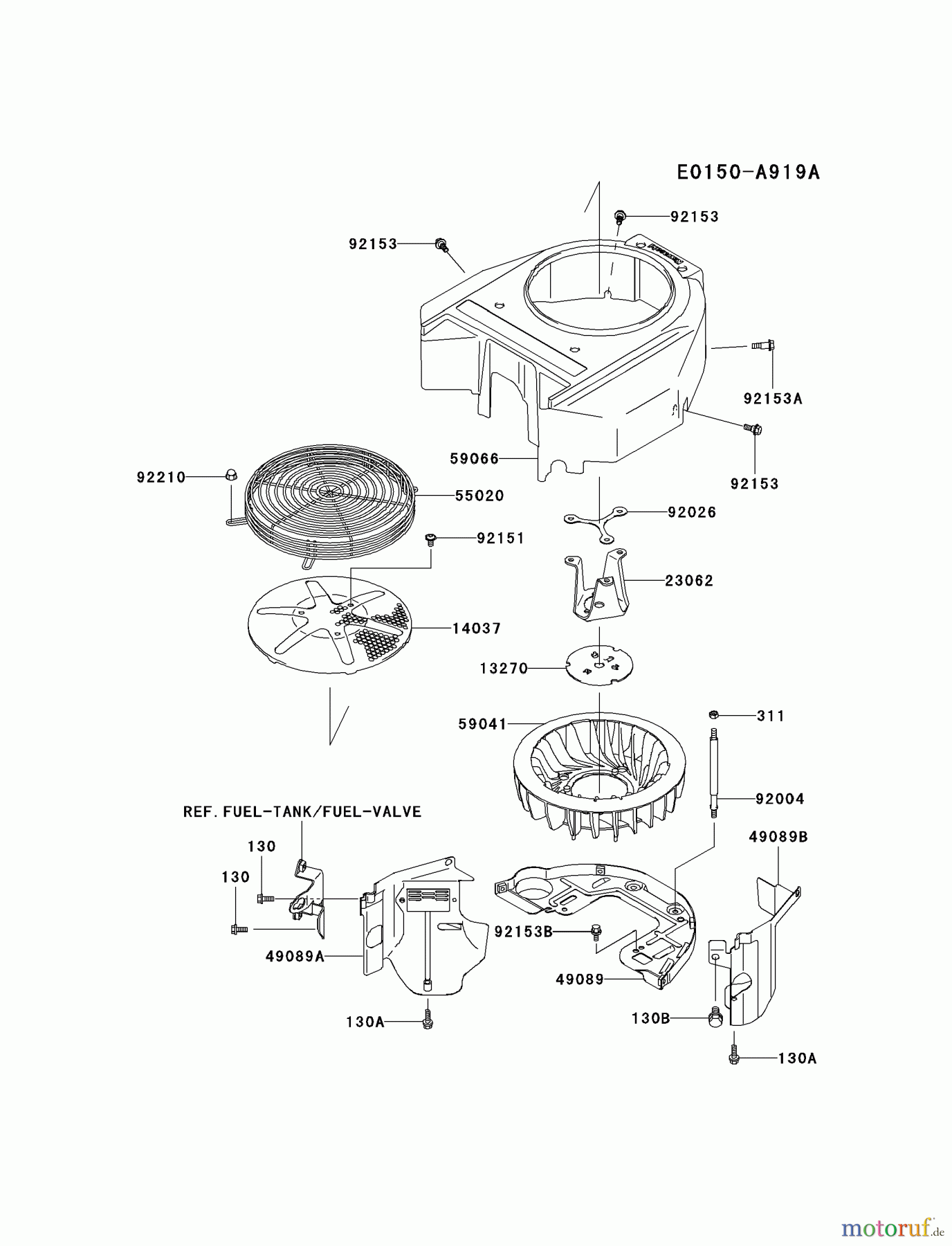 Kawasaki Motoren Motoren Vertikal FA210V - AS02 bis FH641V - DS24 FH580V-AS45 - Kawasaki FH580V 4-Stroke Engine COOLING-EQUIPMENT