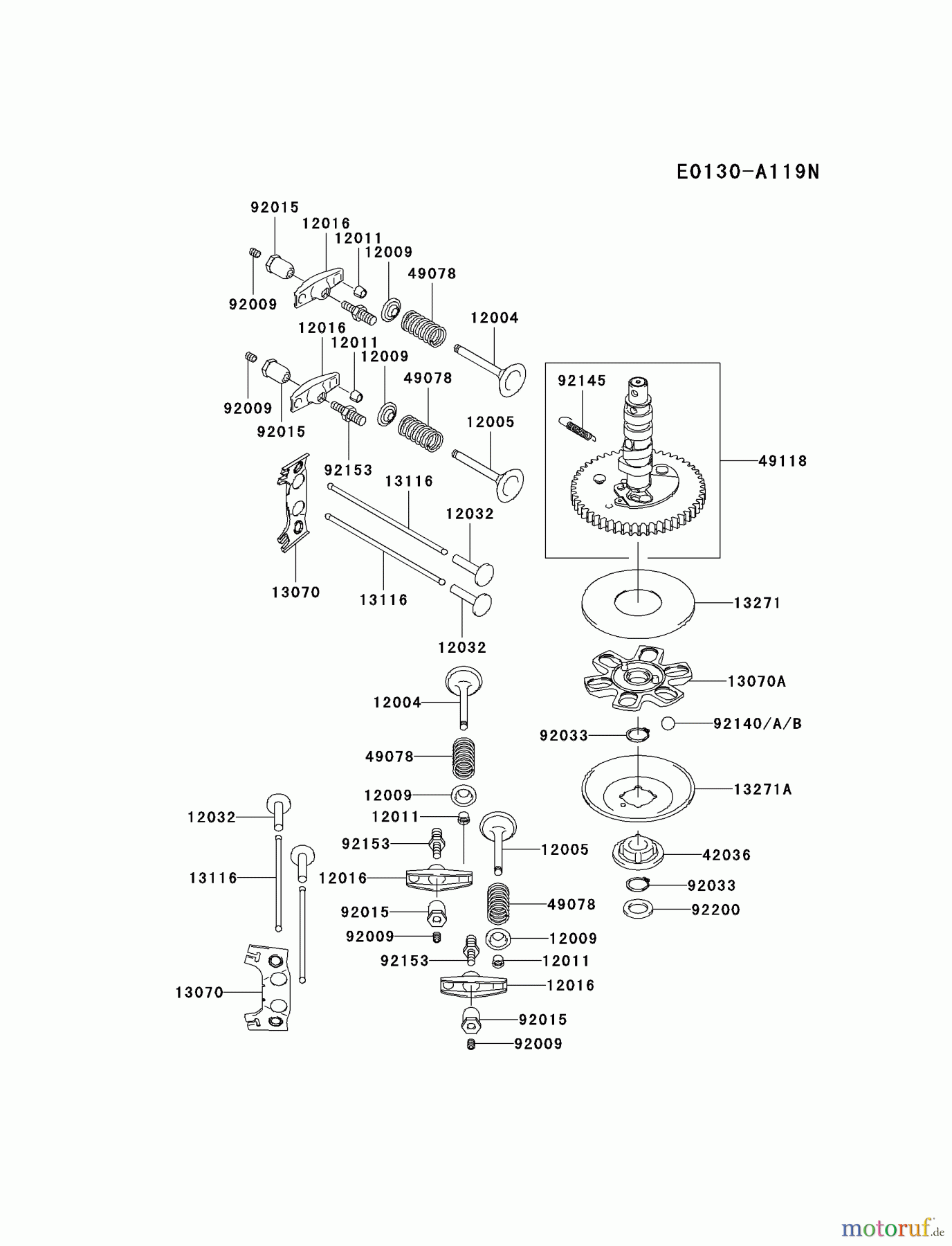 Kawasaki Motoren Motoren Vertikal FA210V - AS02 bis FH641V - DS24 FH541V-BW00 - Kawasaki FH541V 4-Stroke Engine VALVE/CAMSHAFT