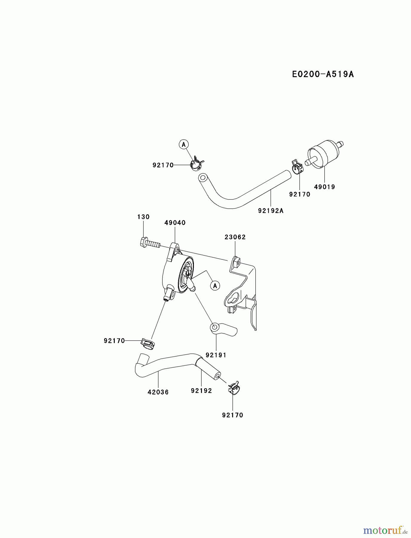 Kawasaki Motoren Motoren Vertikal FA210V - AS02 bis FH641V - DS24 FH500V-ES36 - Kawasaki FH500V 4-Stroke Engine FUEL-TANK/FUEL-VALVE