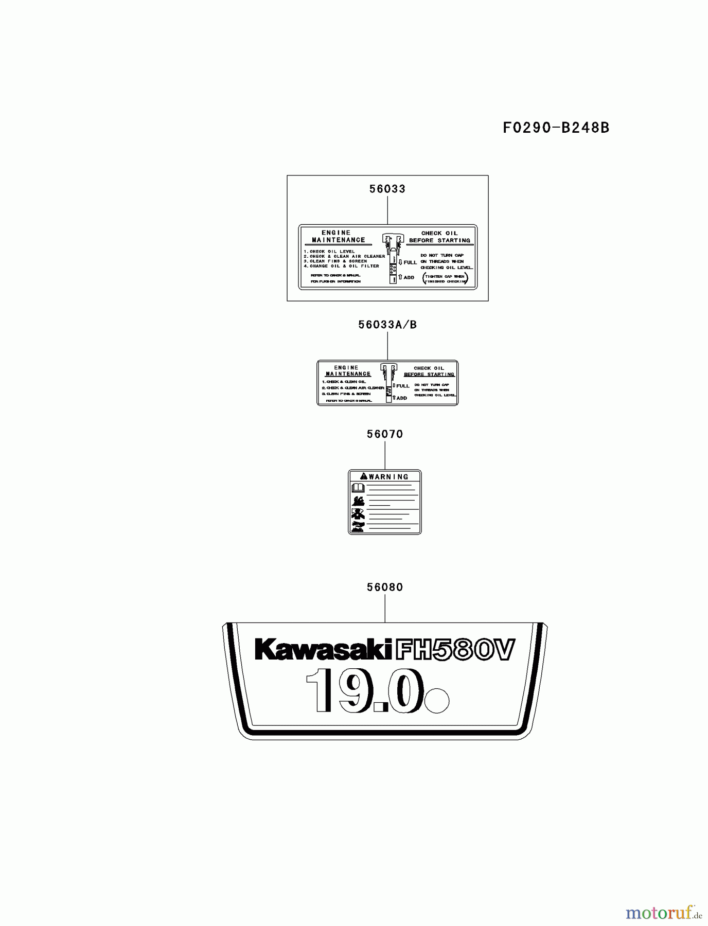  Kawasaki Motoren Motoren Vertikal FA210V - AS02 bis FH641V - DS24 FH580V-BS14 - Kawasaki FH580V 4-Stroke Engine LABEL