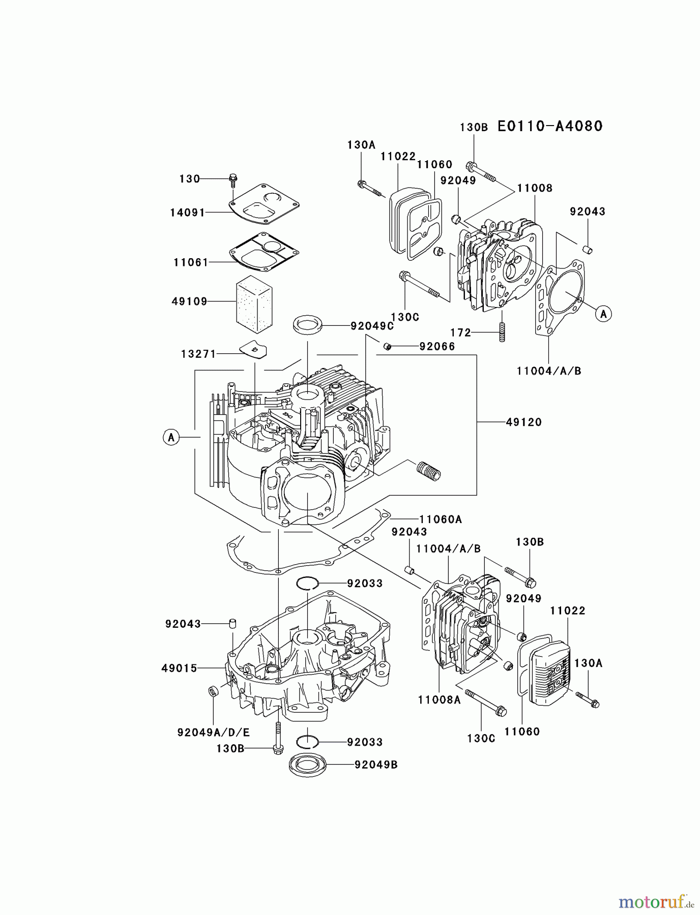 Kawasaki Motoren Motoren Vertikal FA210V - AS02 bis FH641V - DS24 FH541V-BS26 - Kawasaki FH541V 4-Stroke Engine CYLINDER/CRANKCASE