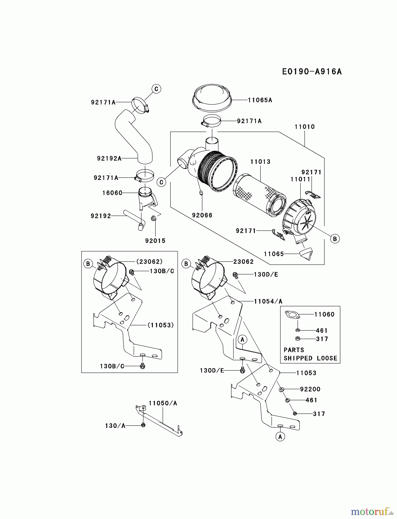 Kawasaki Motoren Motoren Vertikal FA210V - AS02 bis FH641V - DS24 FH580V-AS29 - Kawasaki FH580V 4-Stroke Engine AIR-FILTER/MUFFLER
