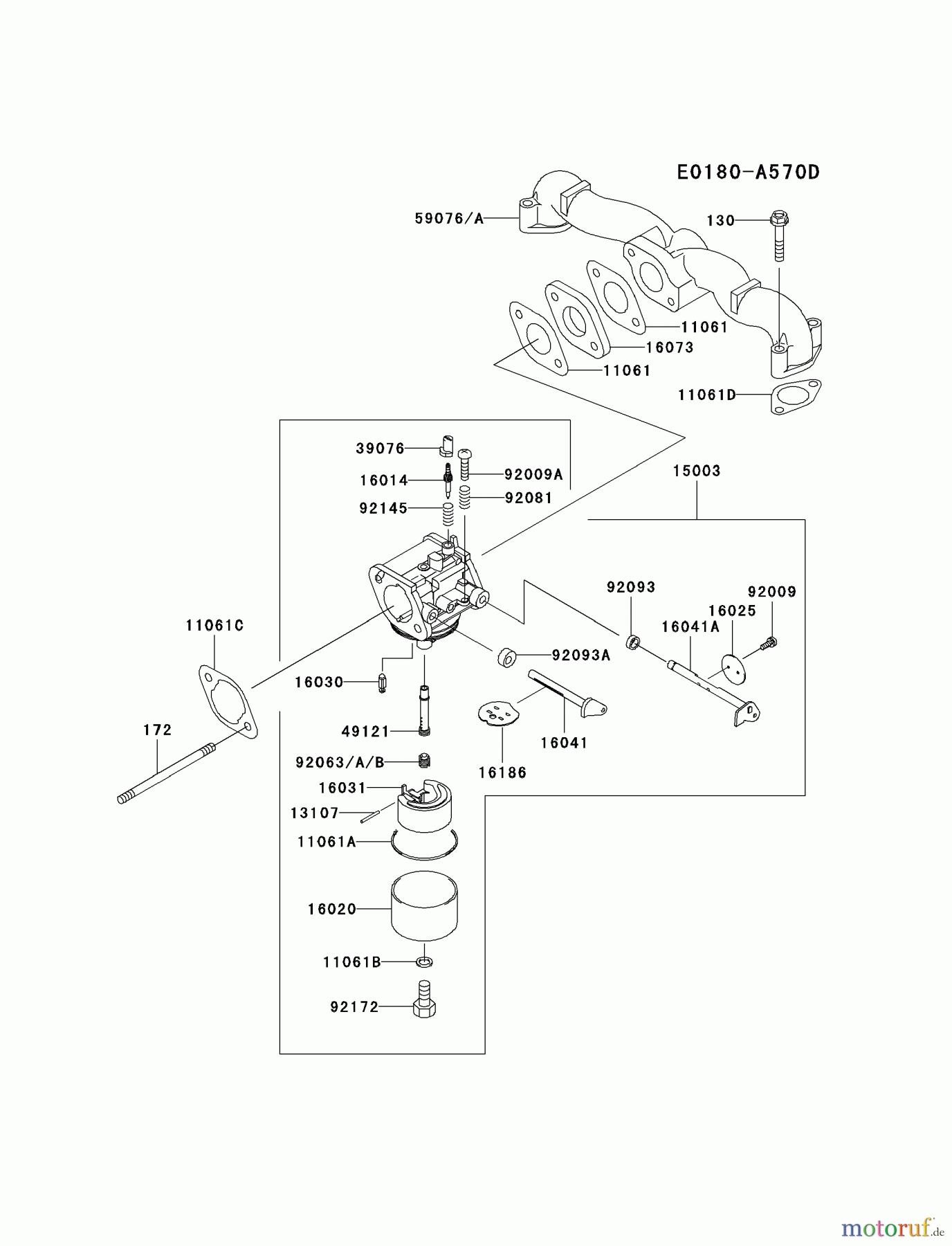 Kawasaki Motoren Motoren Vertikal FA210V - AS02 bis FH641V - DS24 FH580V-AS34 - Kawasaki FH580V 4-Stroke Engine CARBURETOR
