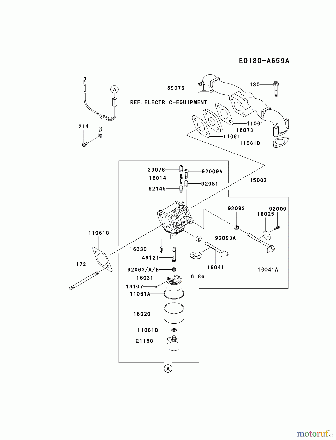 Kawasaki Motoren Motoren Vertikal FA210V - AS02 bis FH641V - DS24 FH580V-BS35 - Kawasaki FH580V 4-Stroke Engine CARBURETOR