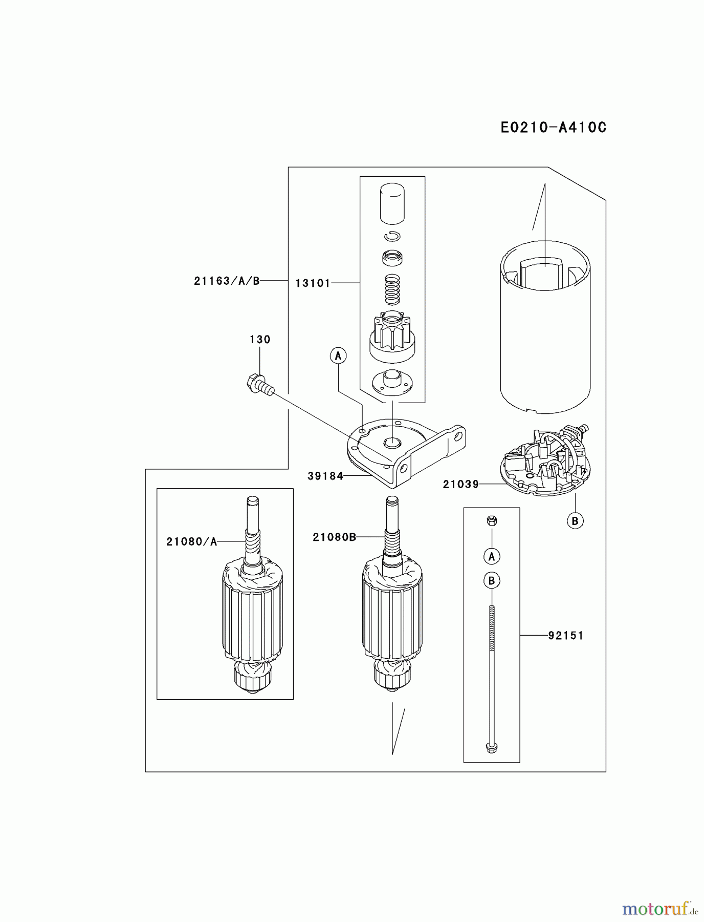 Kawasaki Motoren Motoren Vertikal FA210V - AS02 bis FH641V - DS24 FH580V-BS35 - Kawasaki FH580V 4-Stroke Engine STARTER