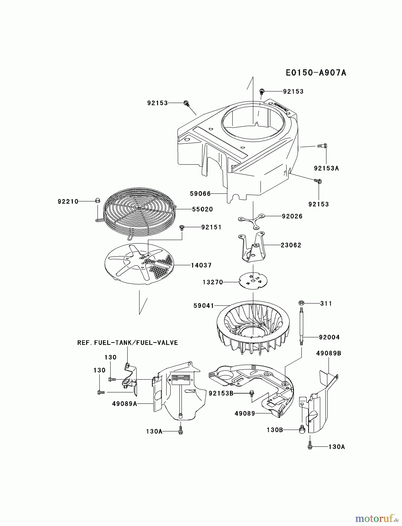 Kawasaki Motoren Motoren Vertikal FA210V - AS02 bis FH641V - DS24 FH580V-BS40 - Kawasaki FH580V 4-Stroke Engine COOLING-EQUIPMENT