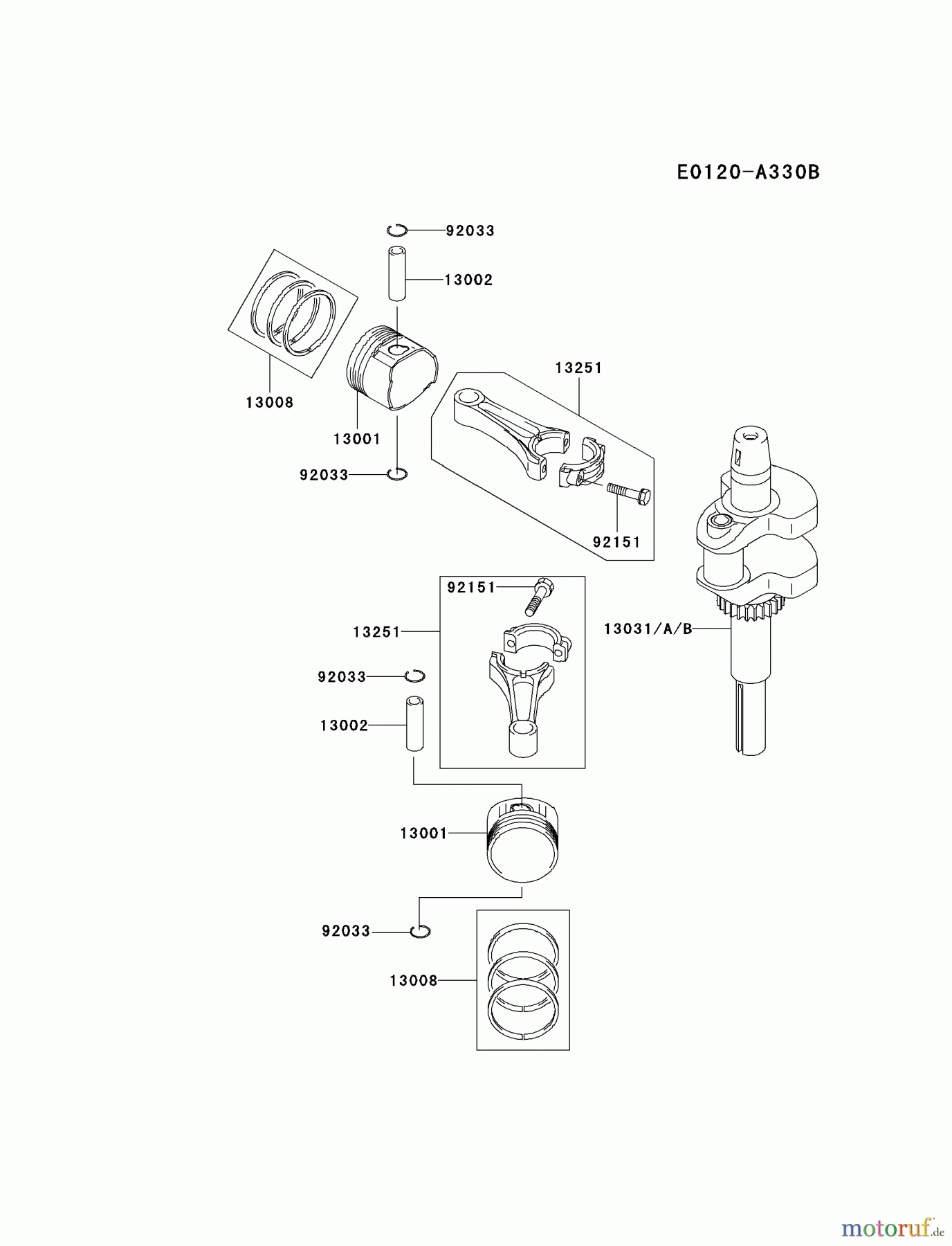 Kawasaki Motoren Motoren Vertikal FA210V - AS02 bis FH641V - DS24 FH541V-CS44 - Kawasaki FH541V 4-Stroke Engine PISTON/CRANKSHAFT