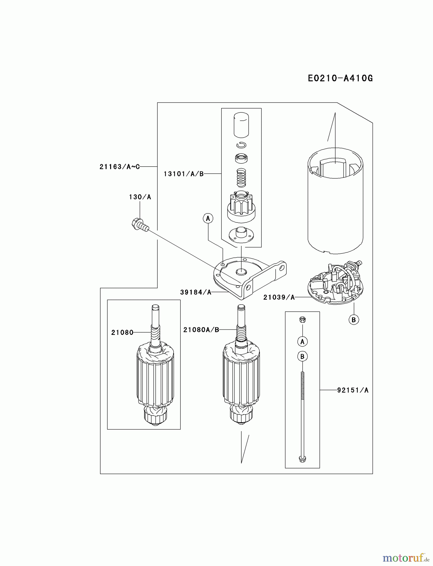  Kawasaki Motoren Motoren Vertikal FA210V - AS02 bis FH641V - DS24 FH580V-CS01 - Kawasaki FH580V 4-Stroke Engine STARTER(~FH580-B86000)