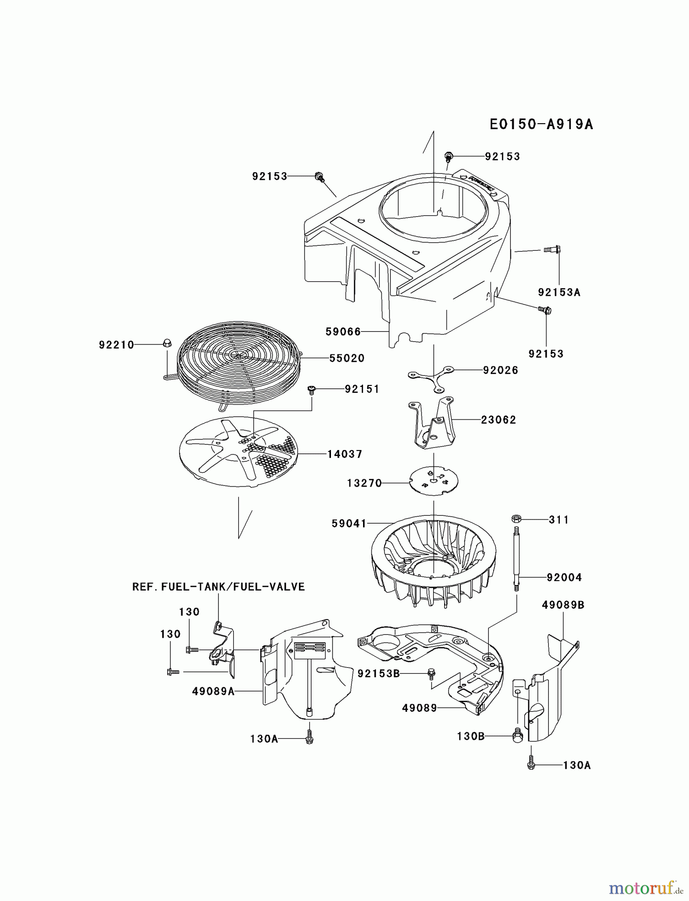 Kawasaki Motoren Motoren Vertikal FA210V - AS02 bis FH641V - DS24 FH580V-DS25 - Kawasaki FH580V 4-Stroke Engine COOLING-EQUIPMENT