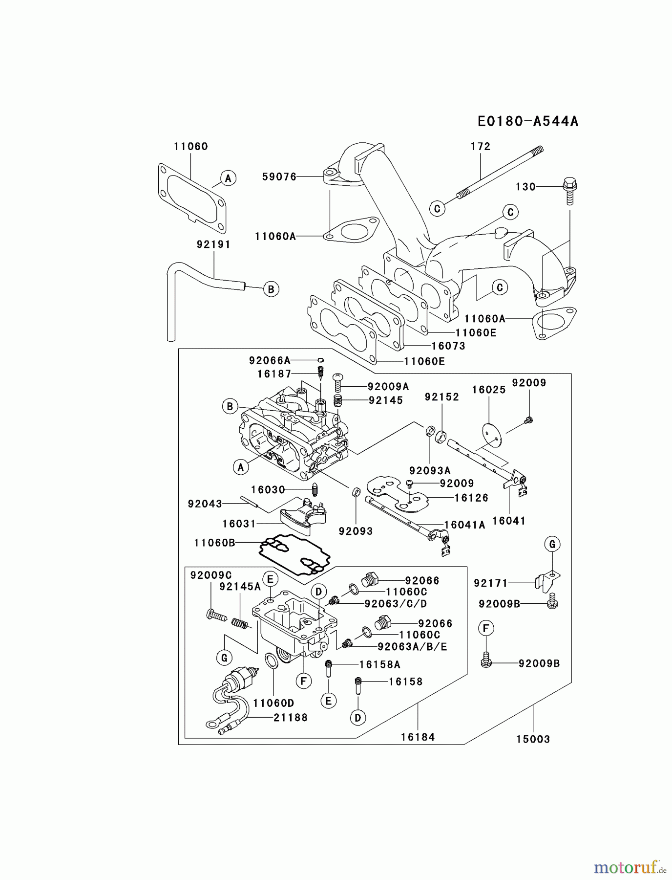 Kawasaki Motoren Motoren Vertikal FA210V - AS02 bis FH641V - DS24 FH601V-AS22 - Kawasaki FH601V 4-Stroke Engine CARBURETOR